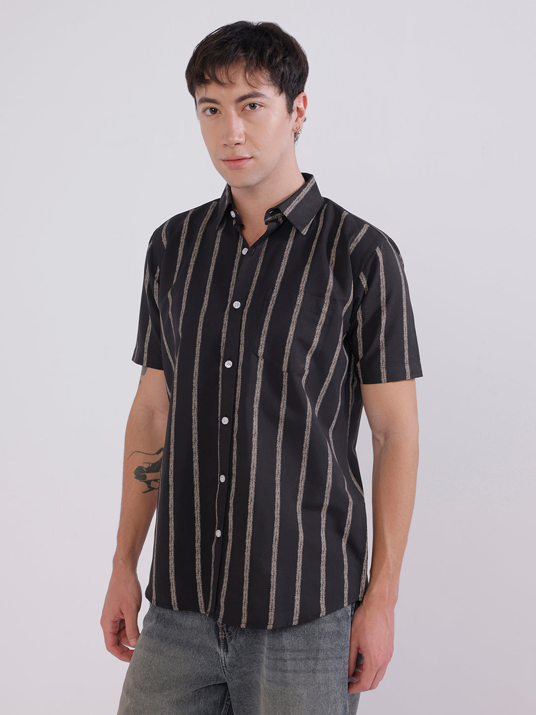 Mens coffee brown regular fit shirt