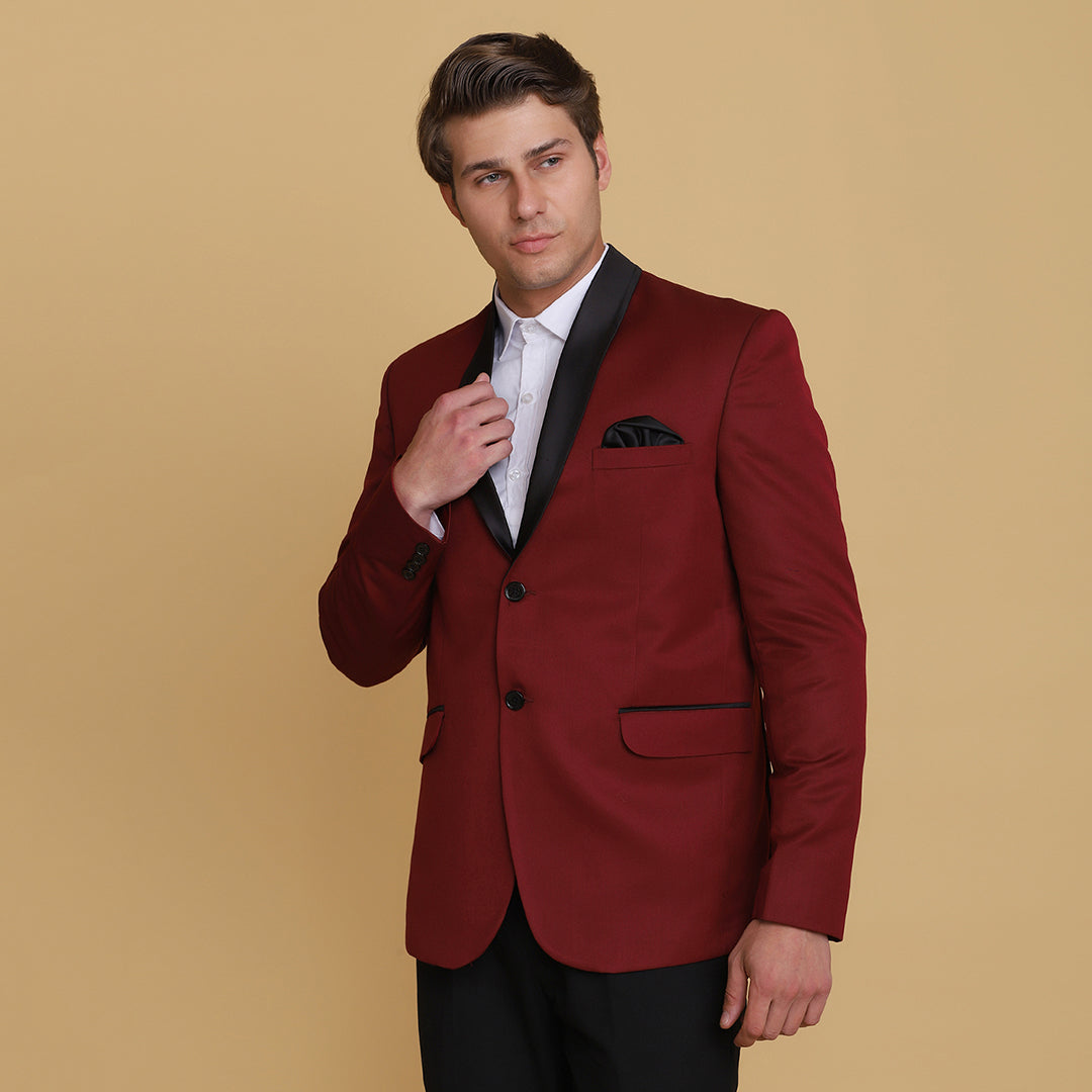 Men Maroon Tuxedo Blazer