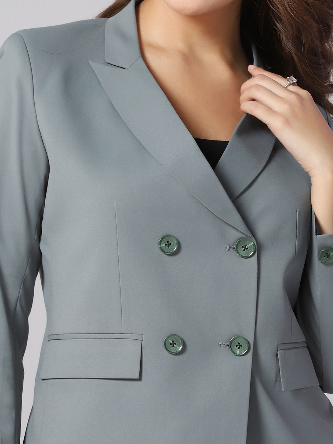 Women Green double breasted blazer