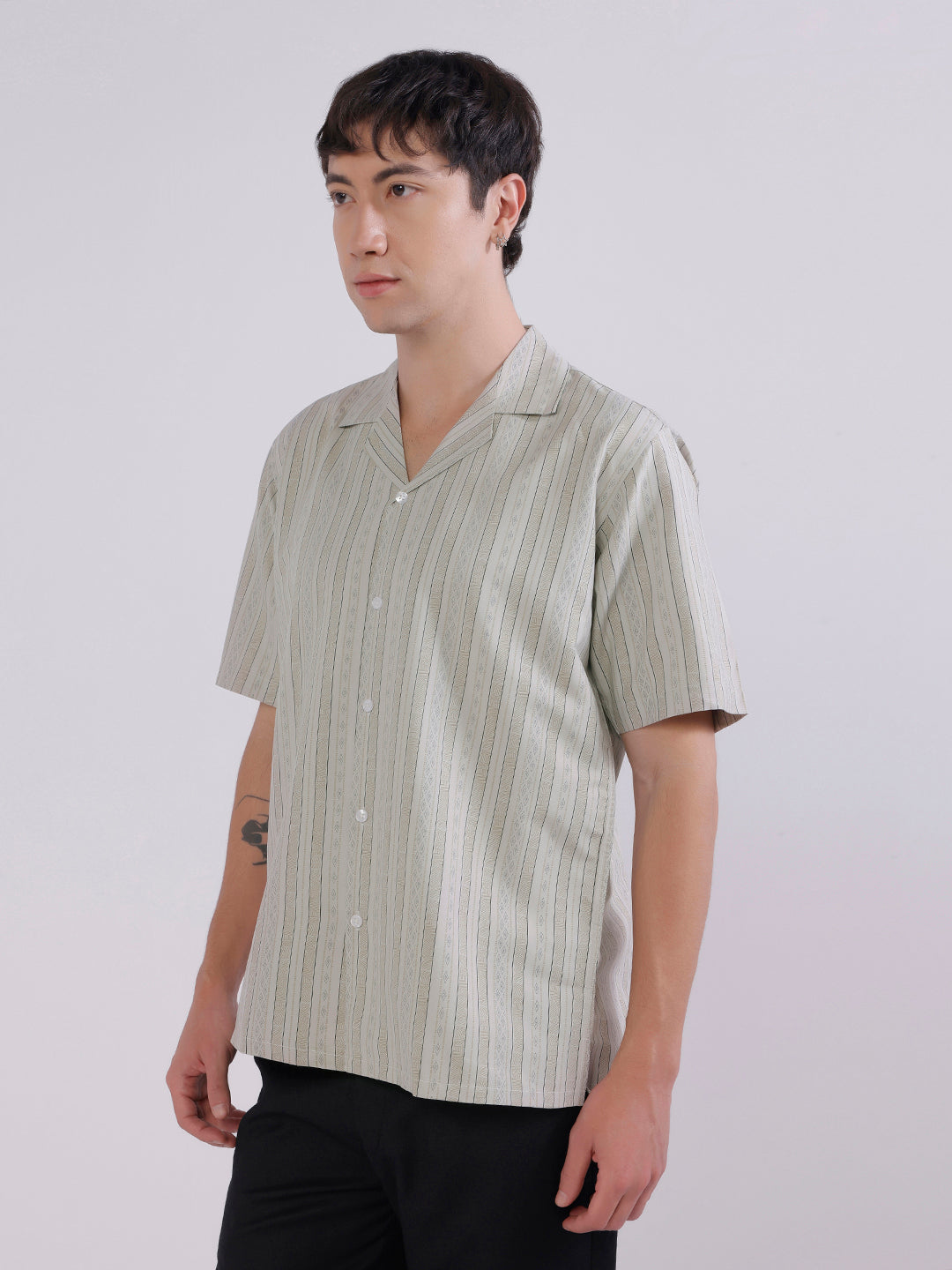 Mens green boxy casual shirt