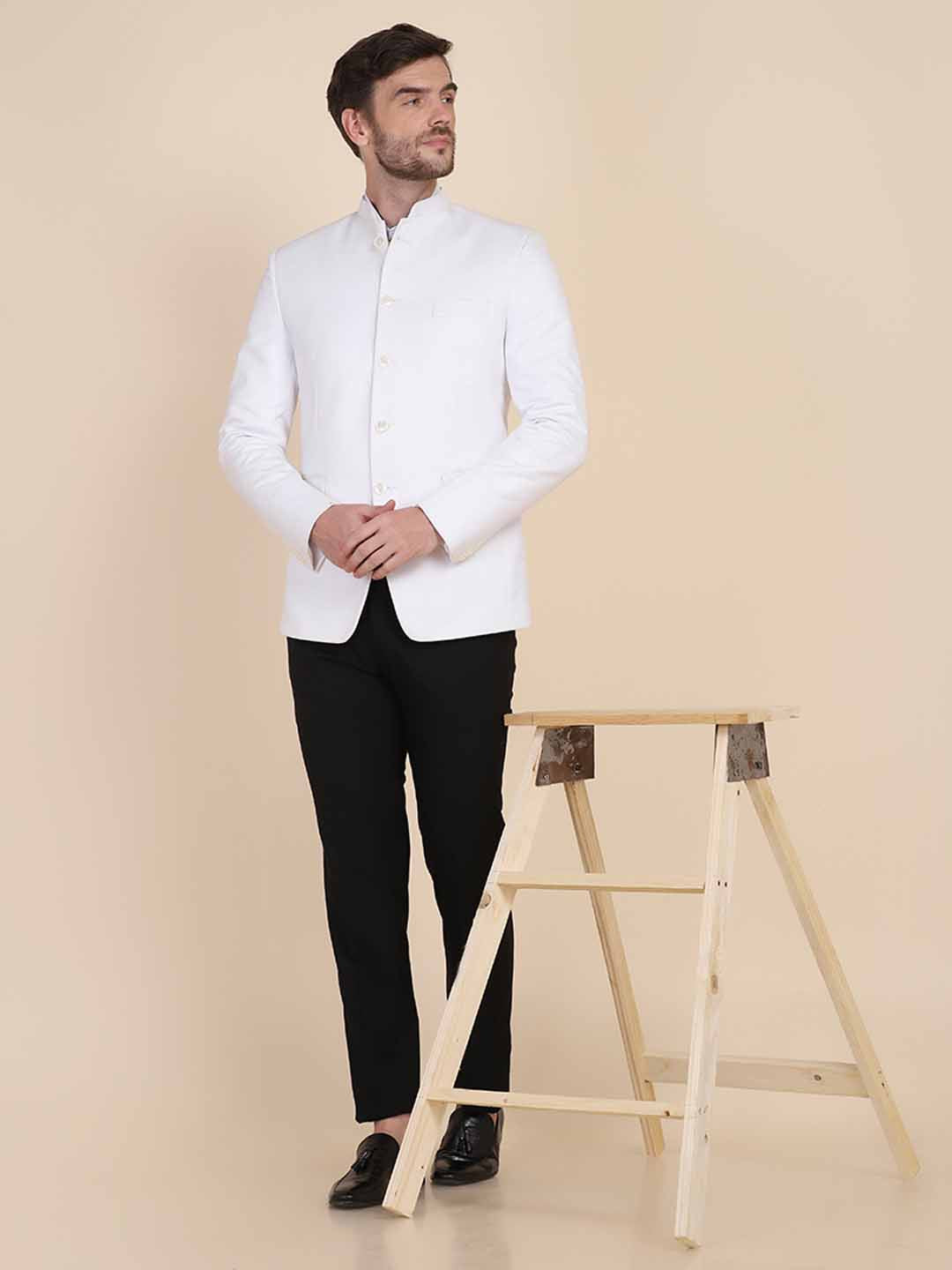 Men White Bandgala Suit - Tahvo India