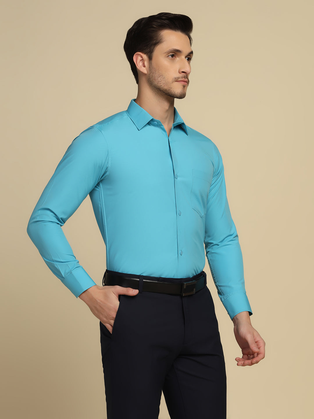 Men Blue Solid Shirt - Tahvo India