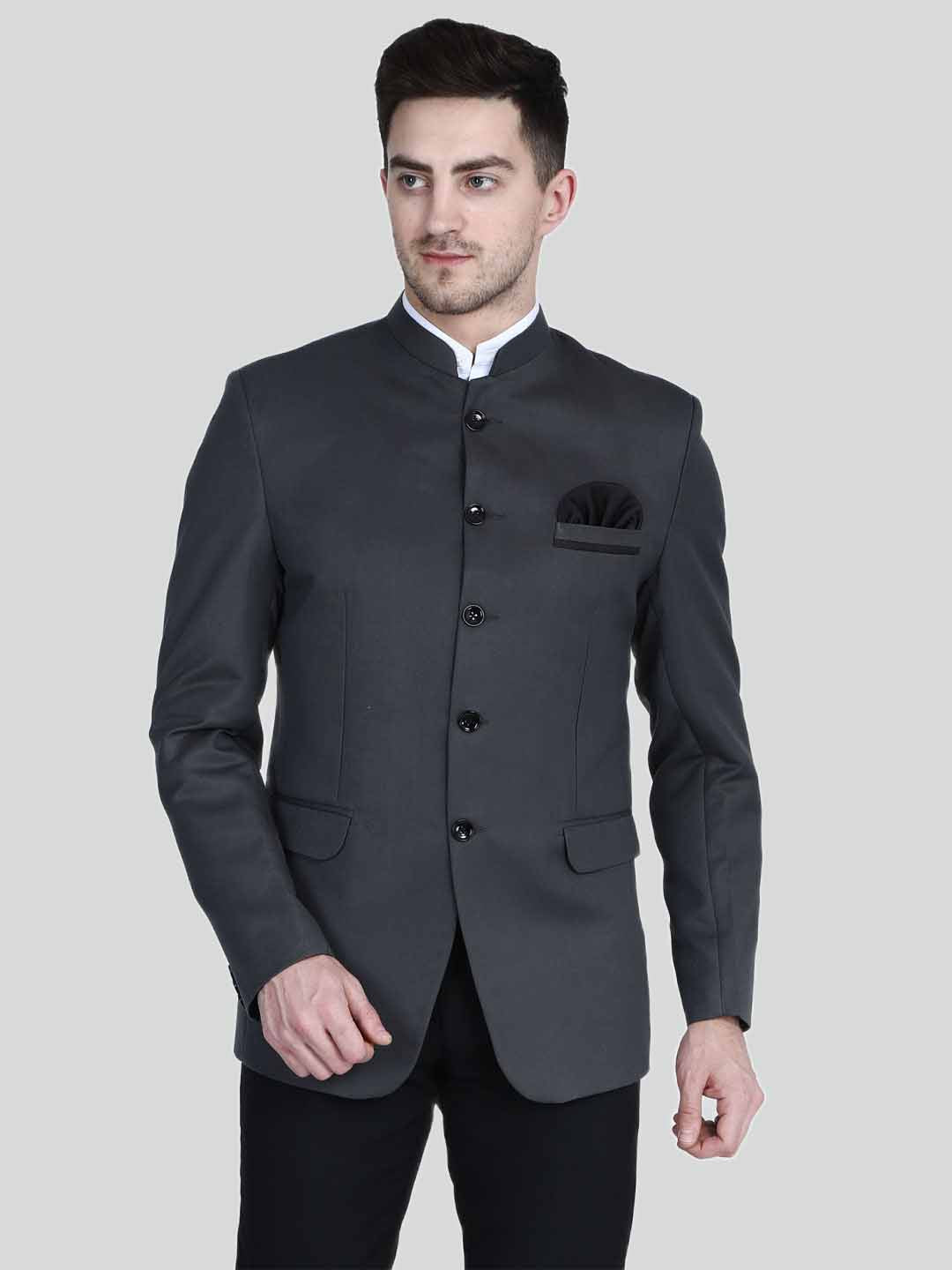 Men Grey Bandgala Suit - Tahvo India