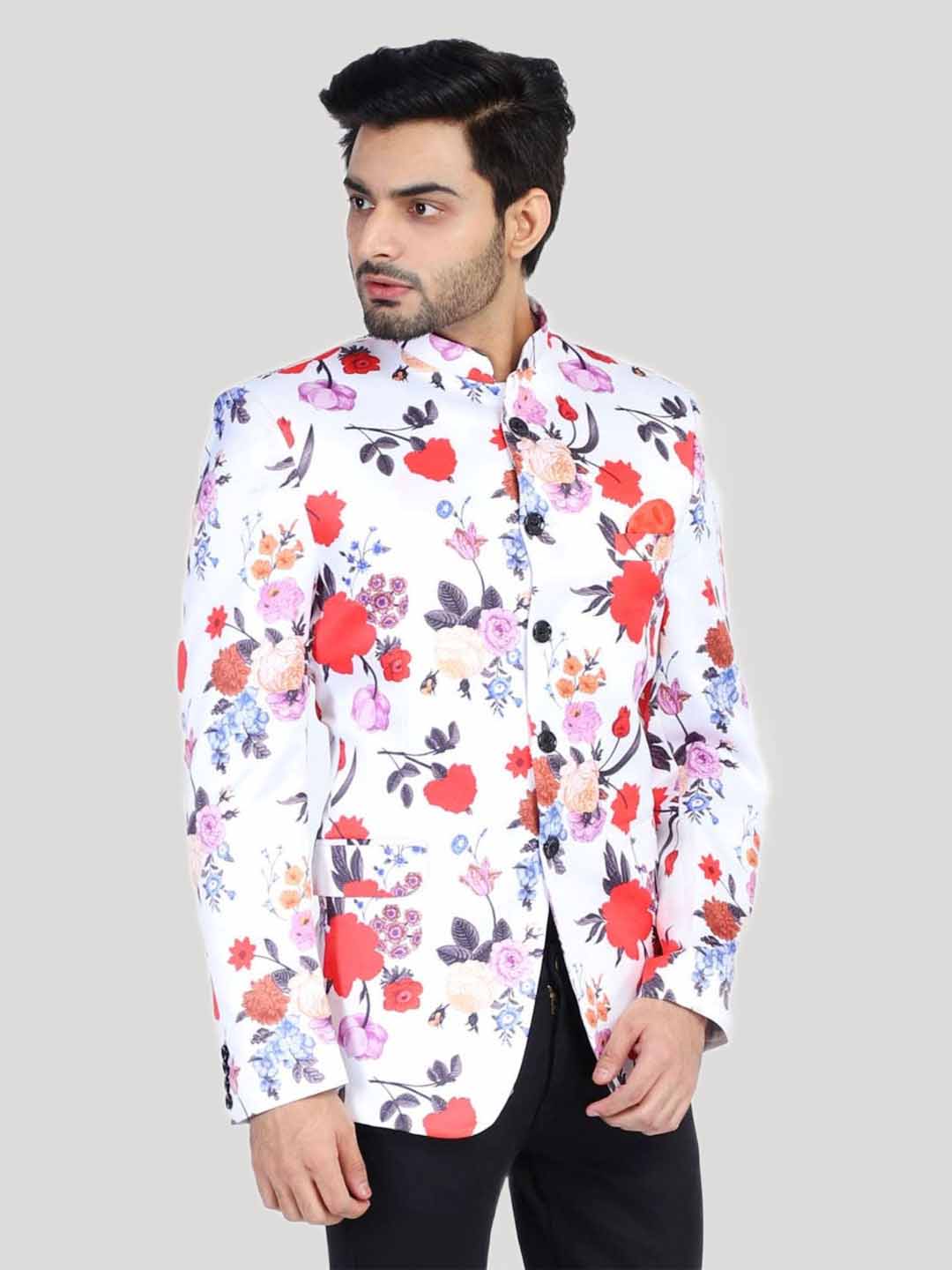 Men Printed Men Blazer With Hanky - Tahvo India