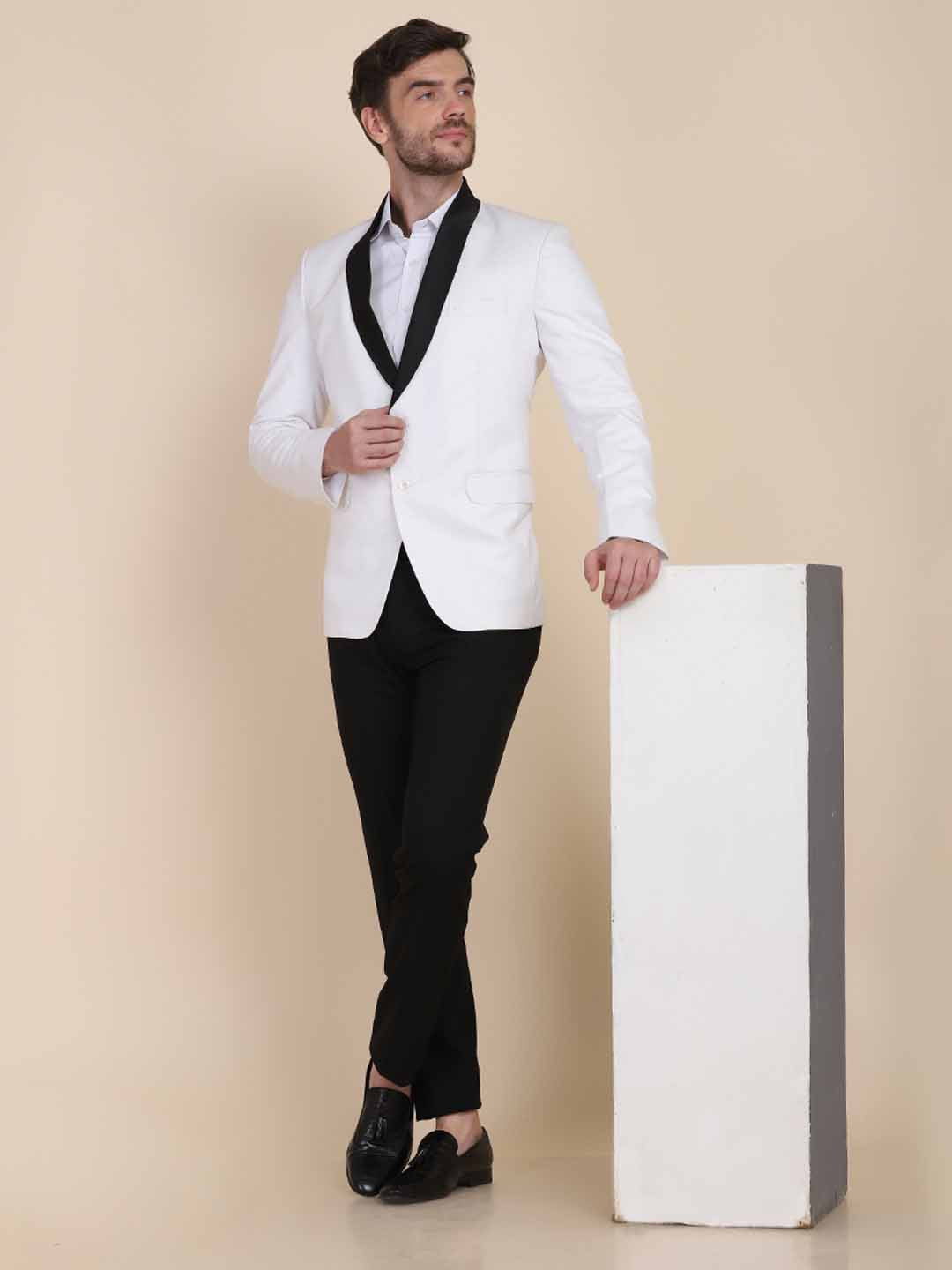 Men White Tuxedo Suit Set - Tahvo India