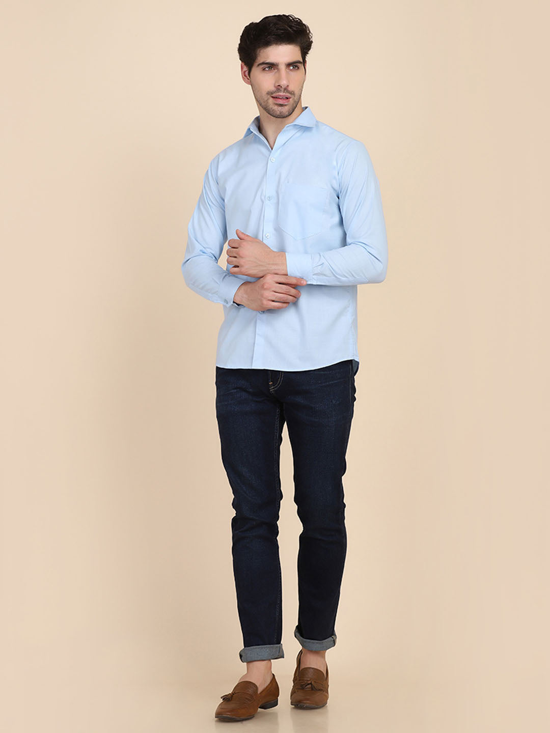 Men Blue Solid Shirt