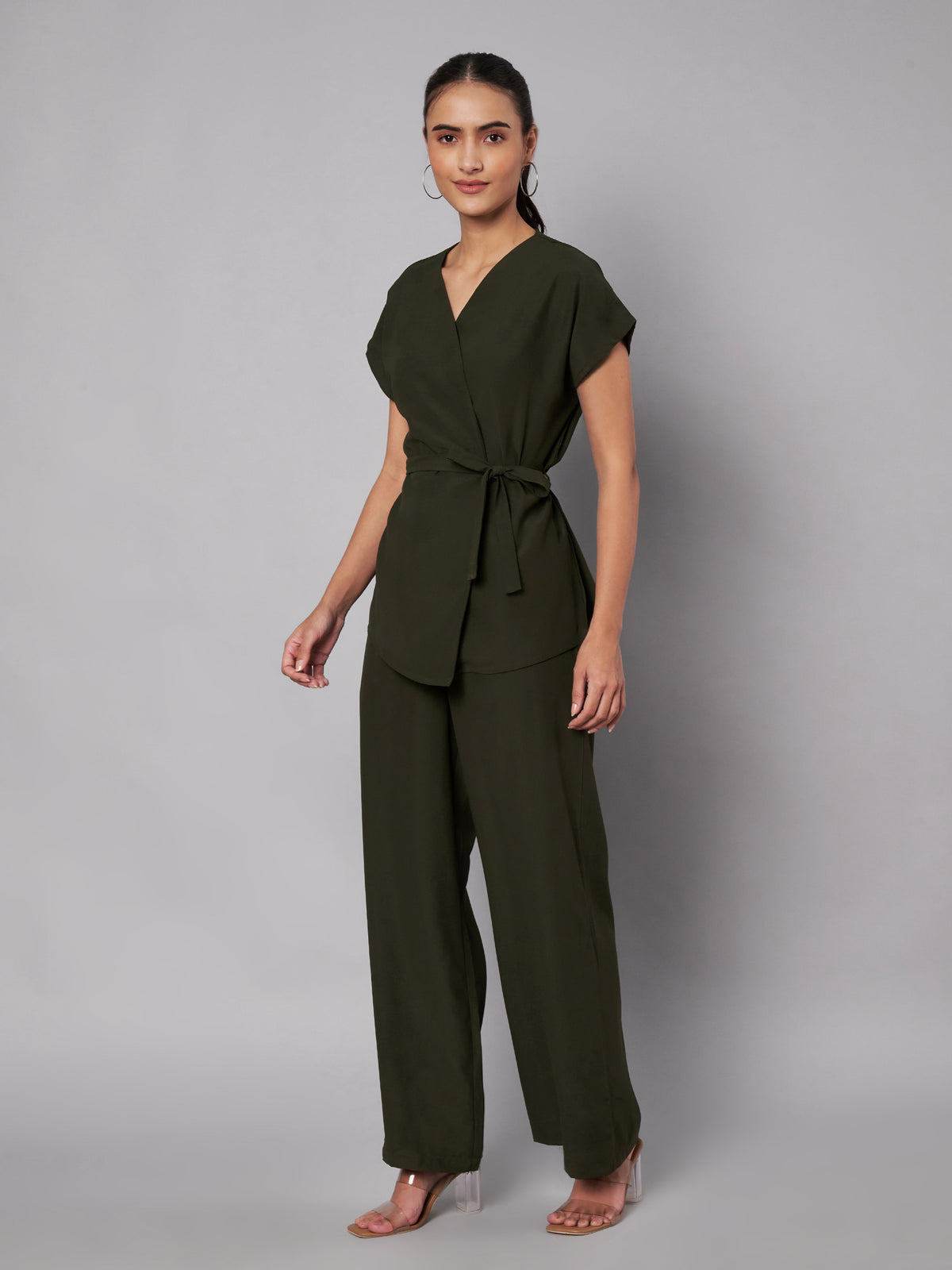 women Olive Green Coord Set