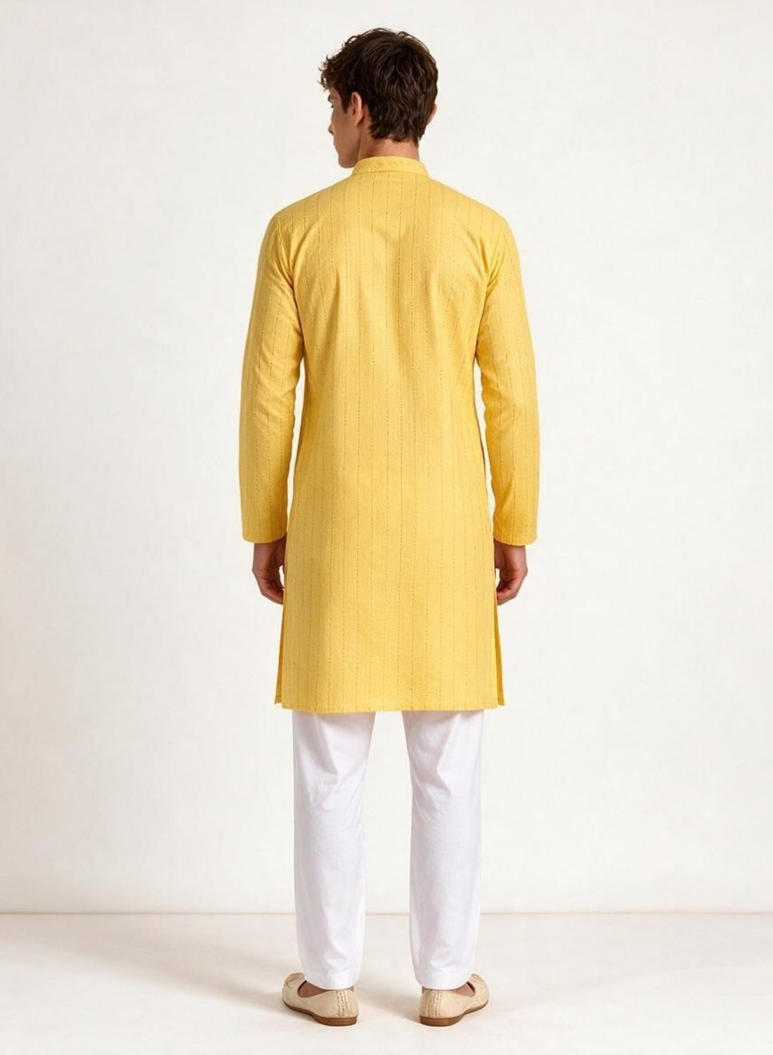 Men Yellow Stripes Kurta