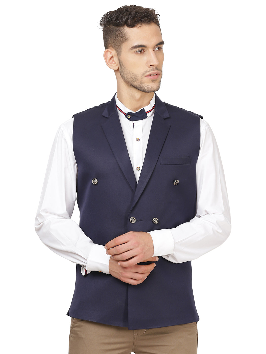 Navy Blue Waist Coat - Tahvo India