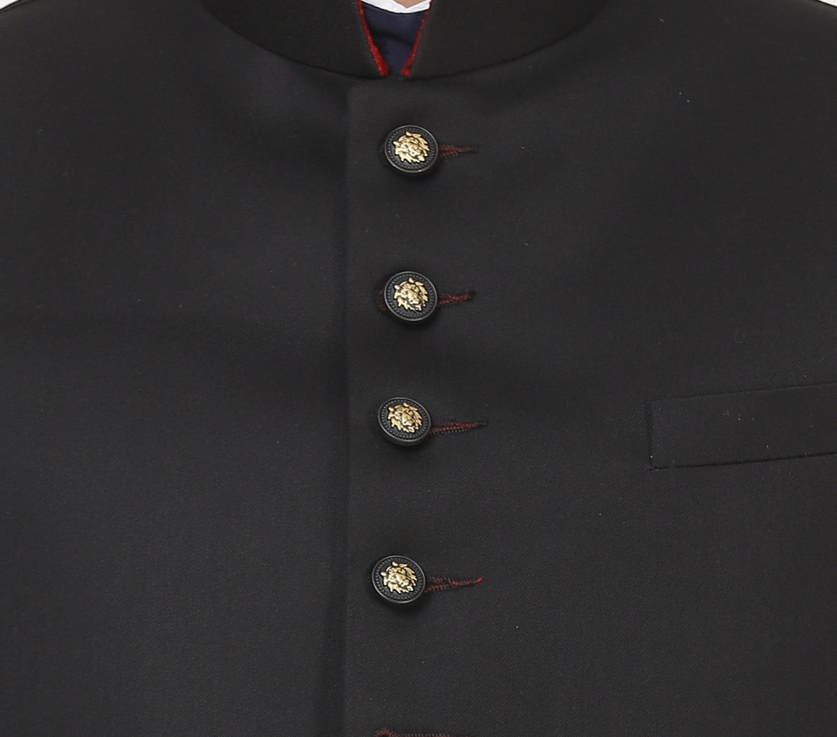 Men Black Solid Nehru Jacket