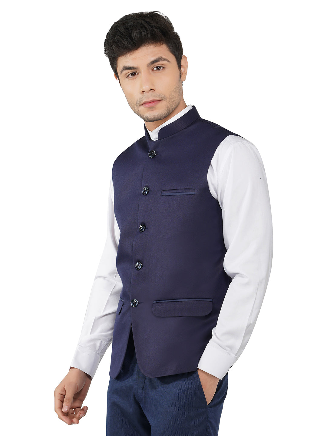 Men Blue Nehru Jacket - Tahvo India