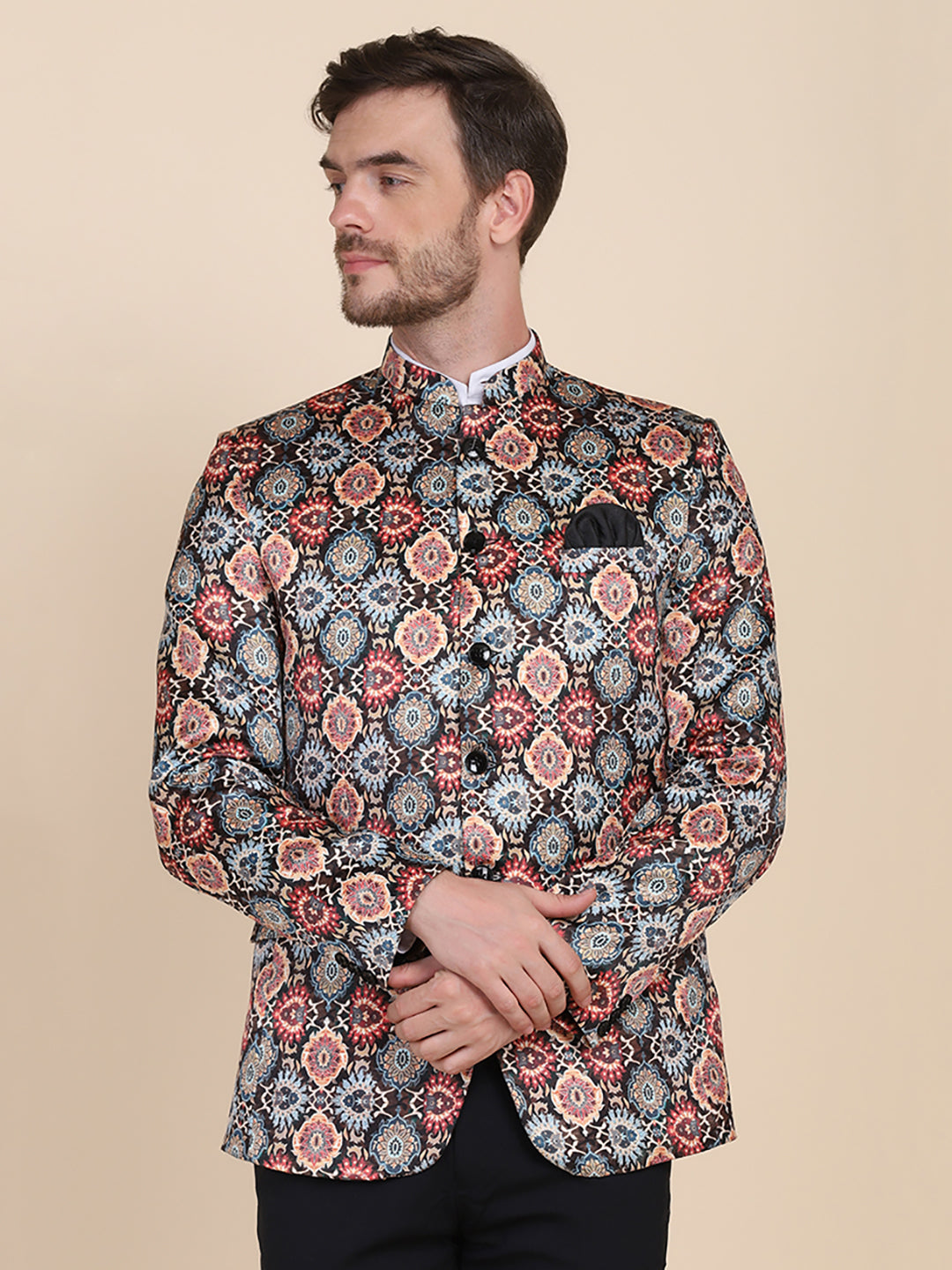 Men Printed Bandgala Blazers - Tahvo India