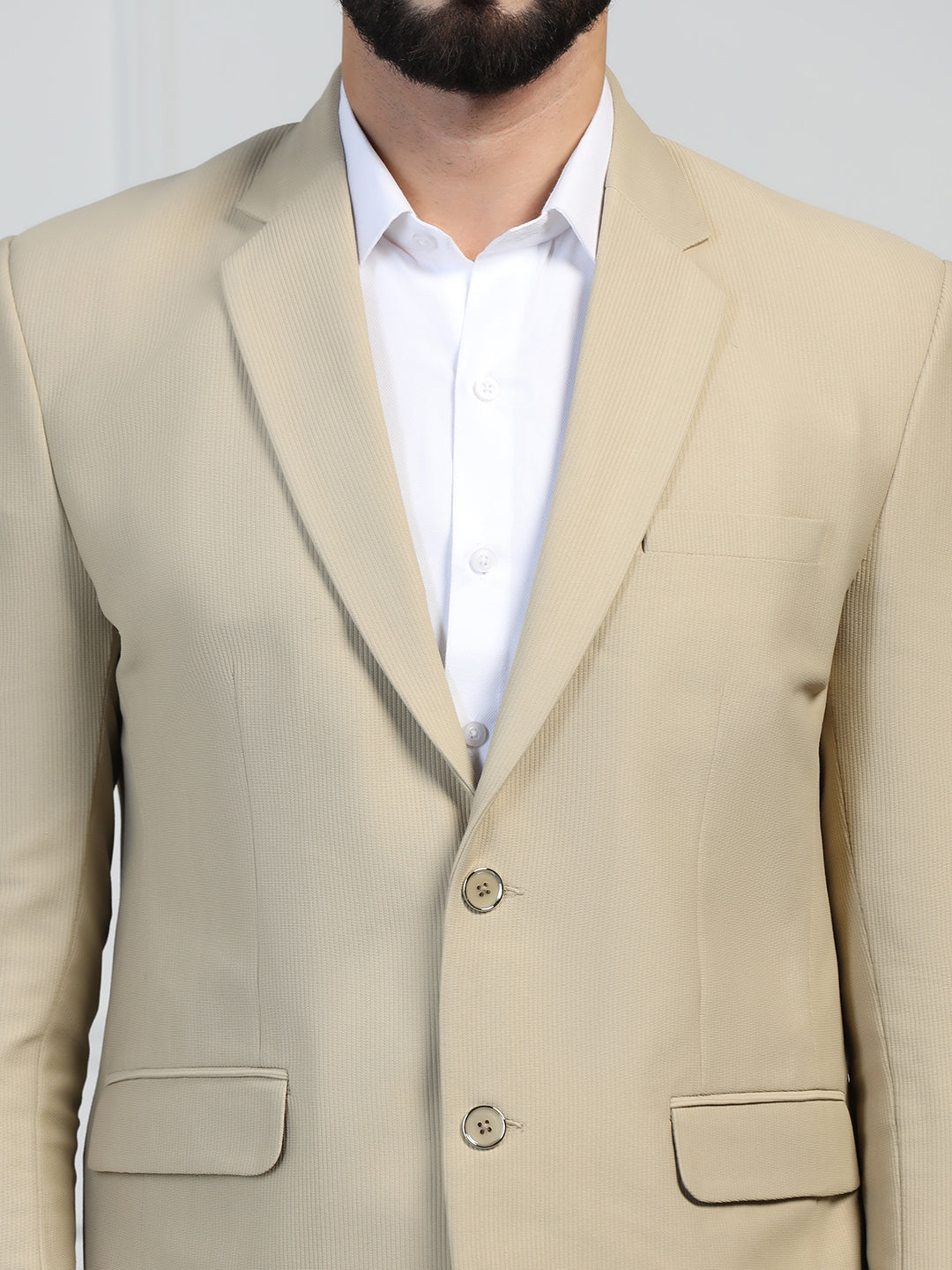 Men Corduroy Beige Blazer - Tahvo India