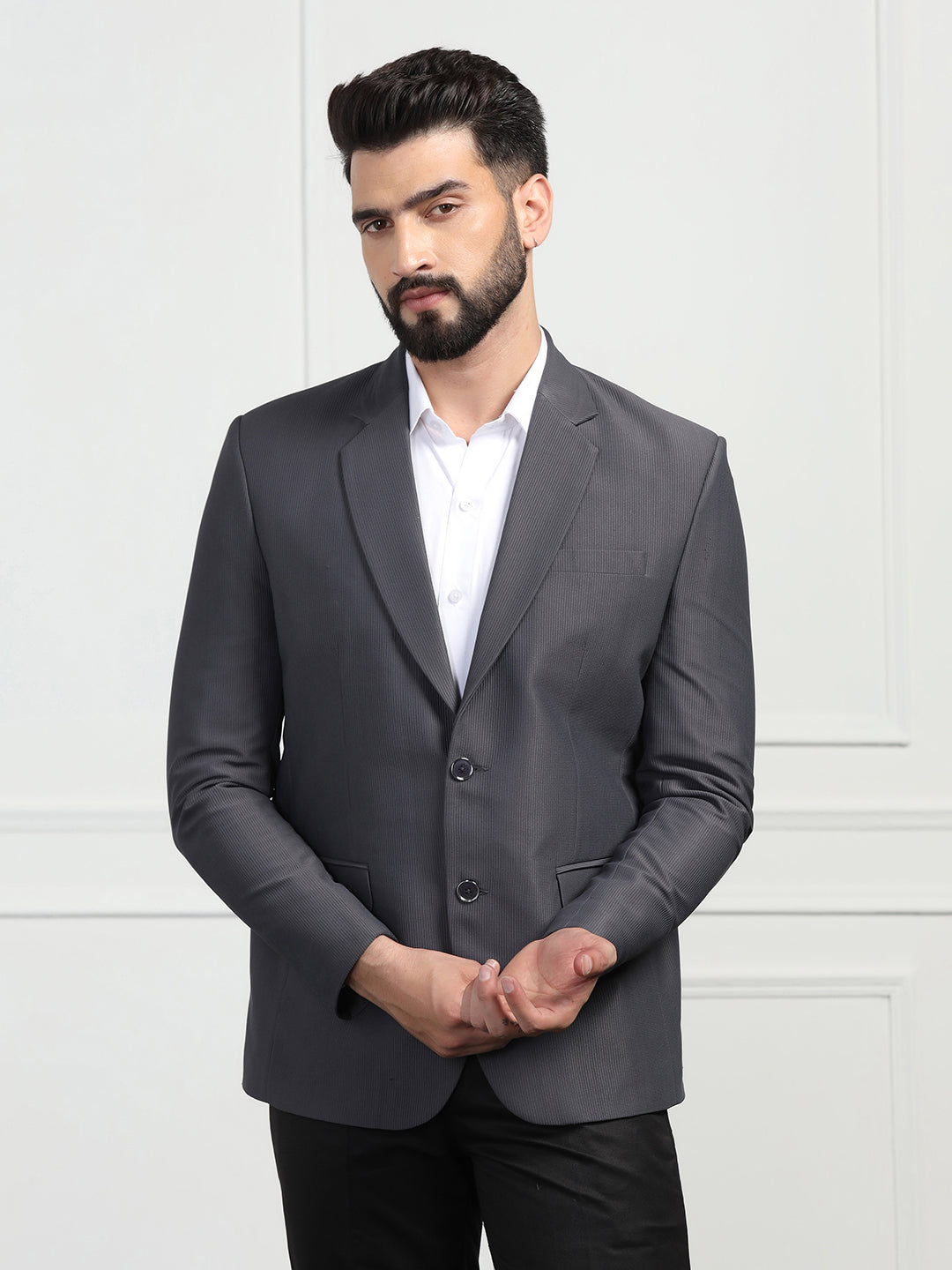 Men Corduroy Grey Blazer - Tahvo India