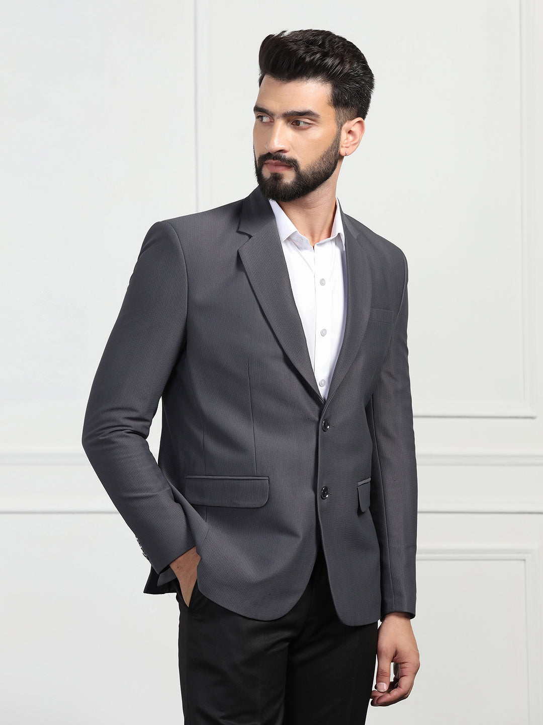 Men Corduroy Grey Blazer - Tahvo India