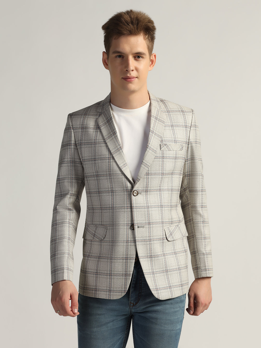 Mens Grey Checked Tweed Blazer - Tahvo India