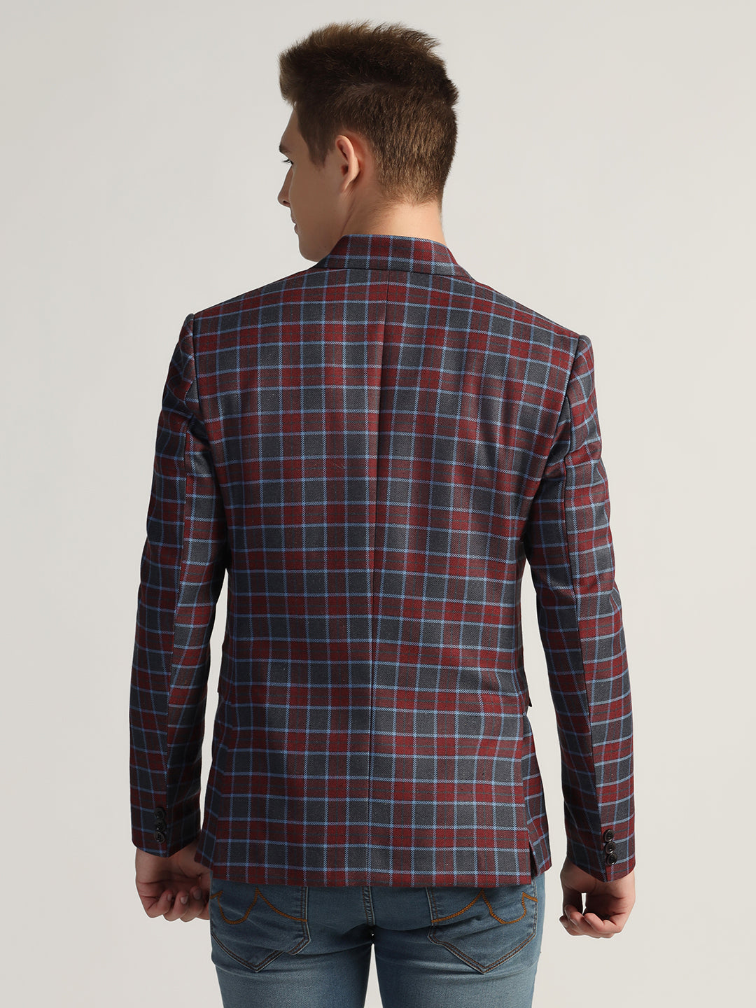 Men's Red Checked Tweed Blazer - Tahvo India