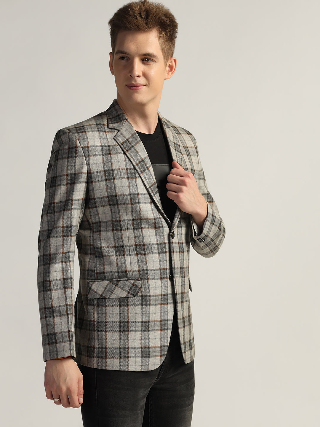 Men's Checked Tweed Blazer - Tahvo India