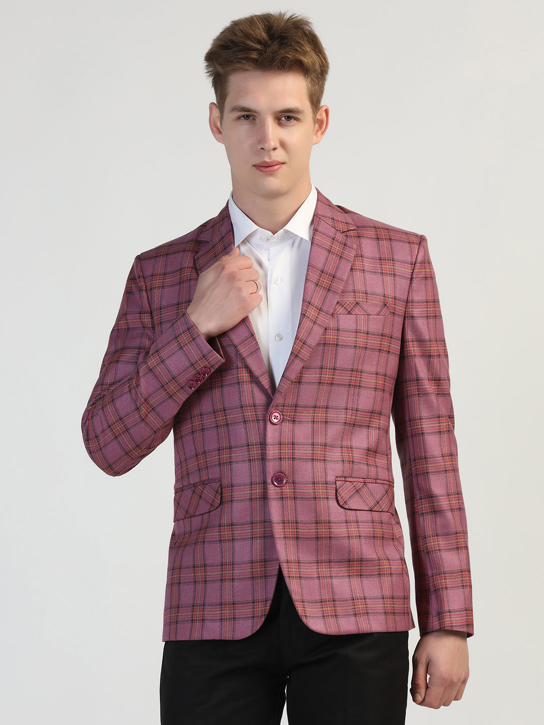 Purple Checked Blazer for Men - Tahvo India