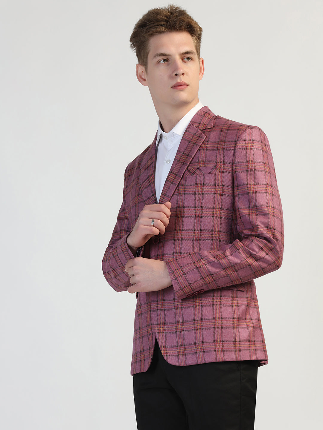Purple Checked Blazer for Men - Tahvo India