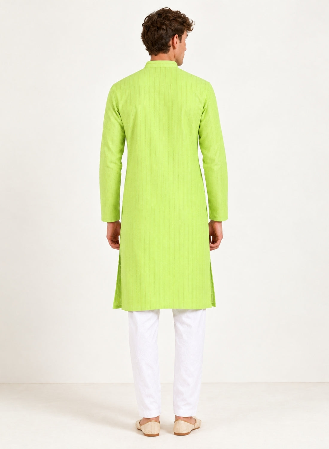 Men Green stripes Kurta