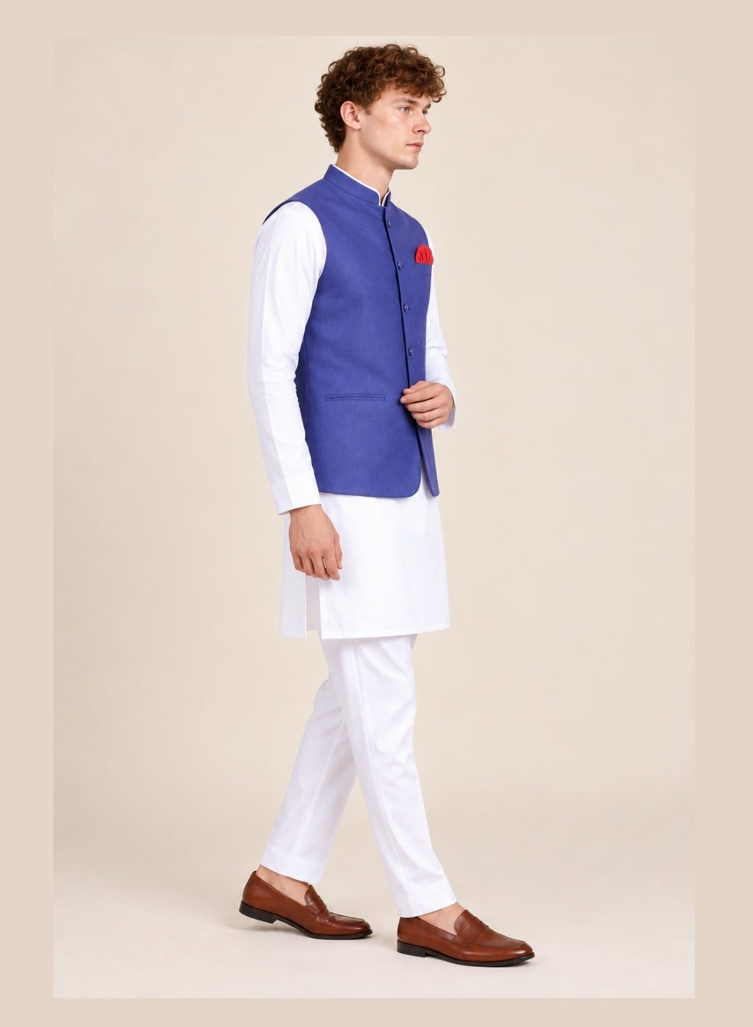 Men Purple 5 Button Nehru Jacket