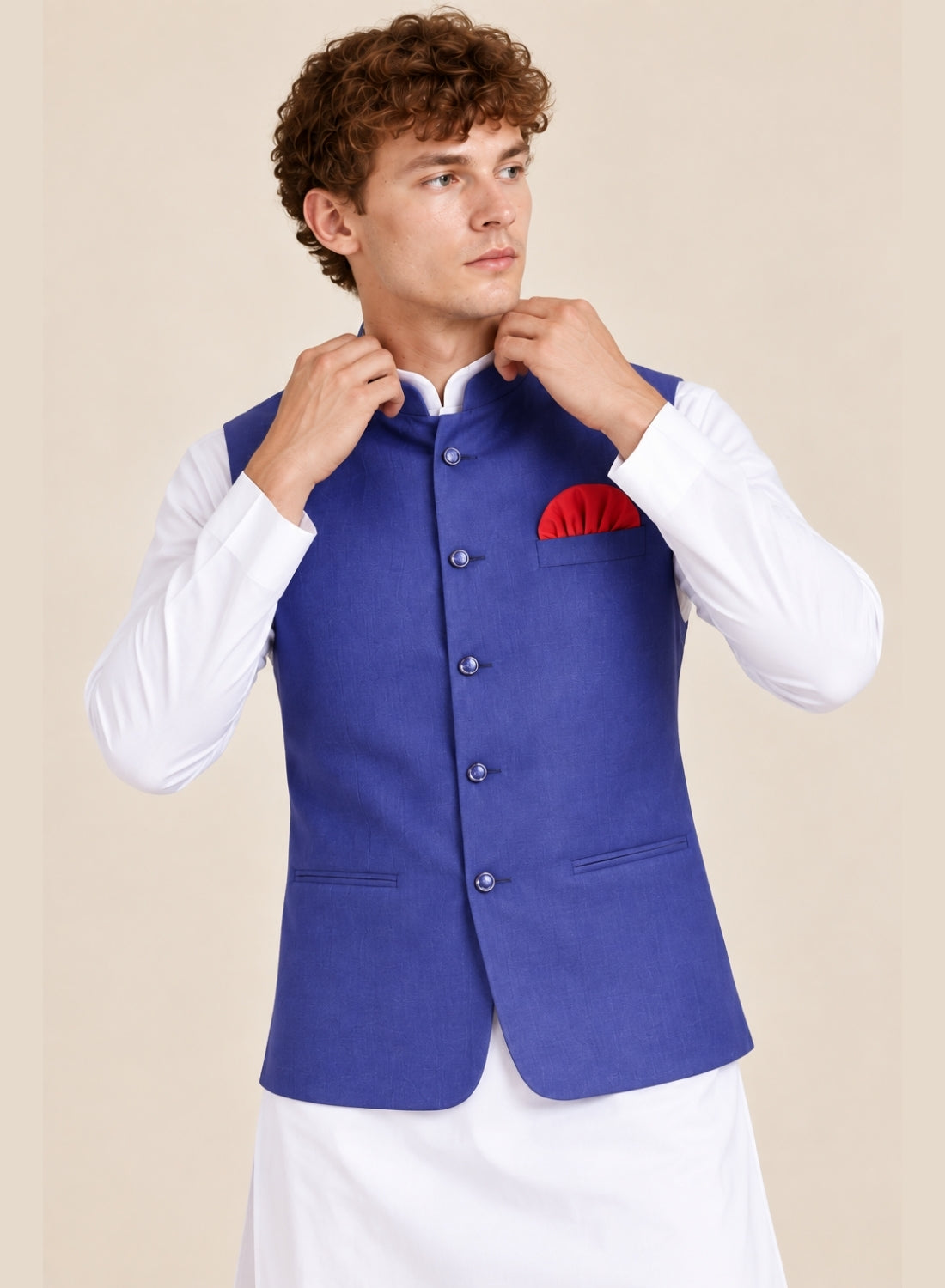 Men Purple 5 Button Nehru Jacket