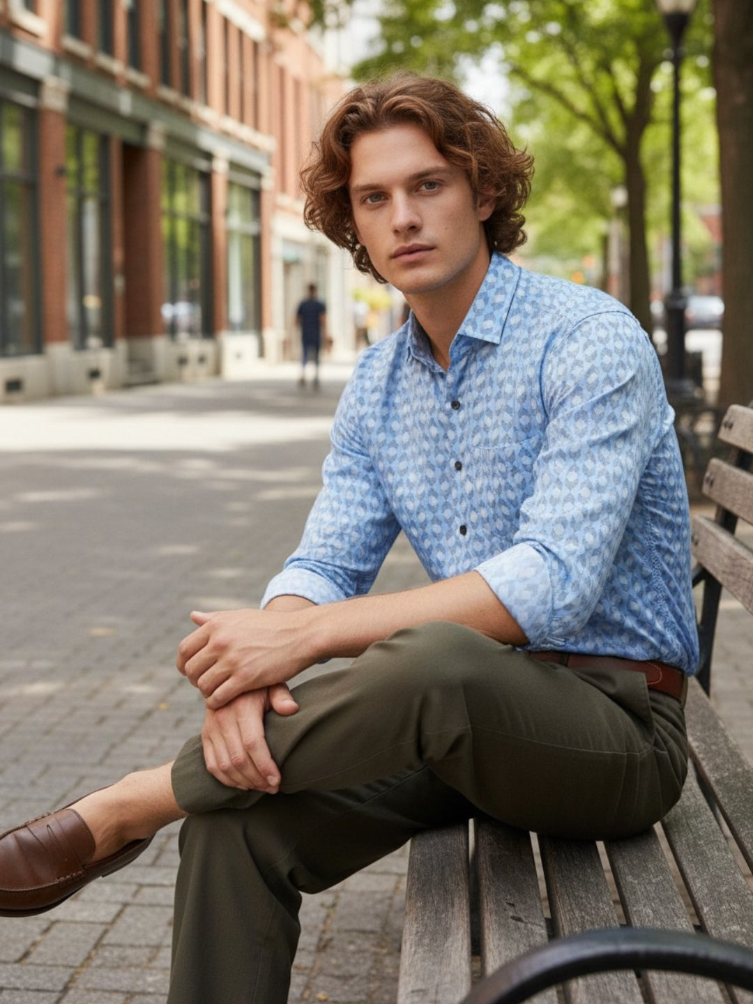 Men Ink Blue Printed Shirt