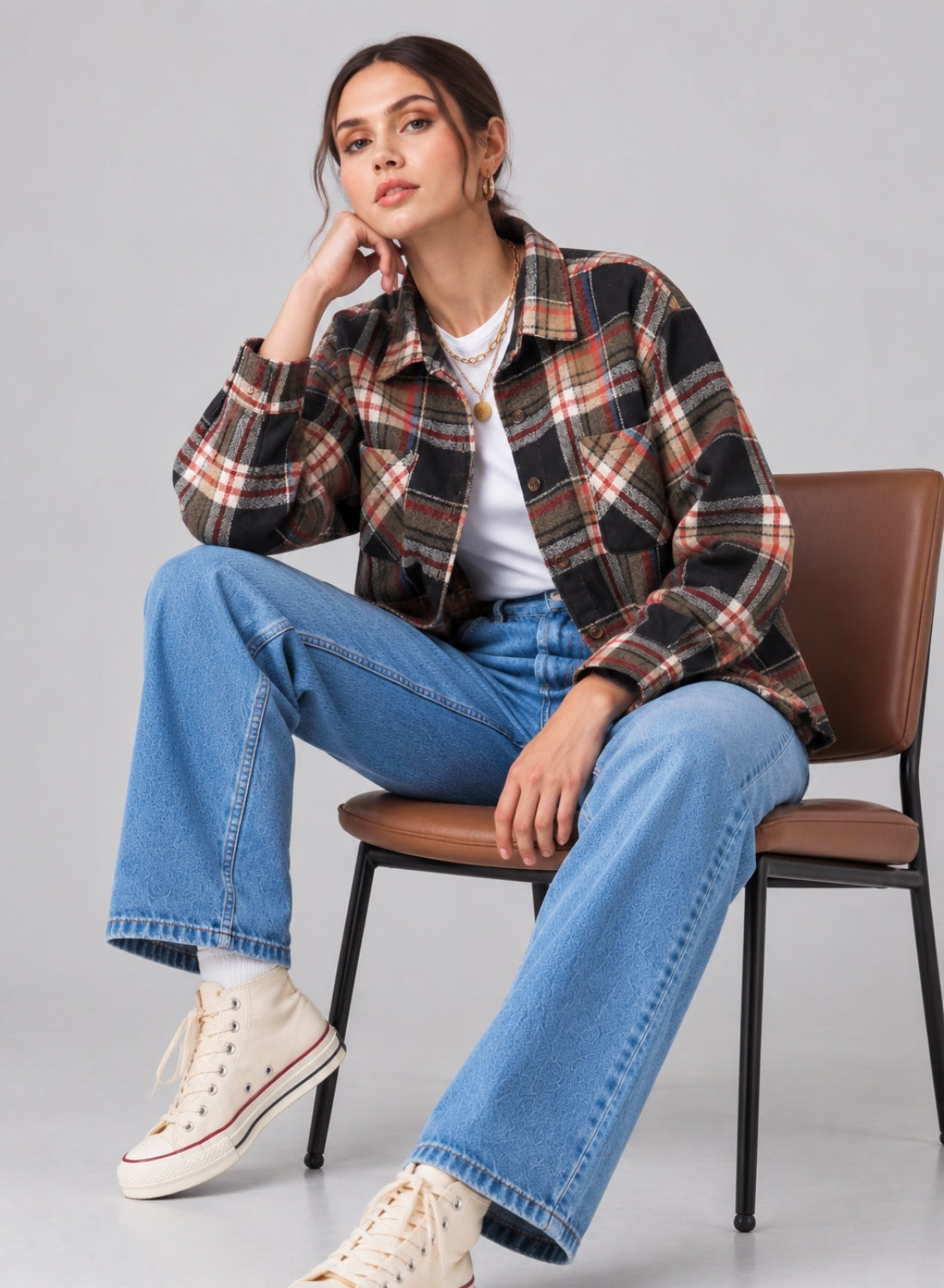 Green Checkered Women Flannel Shirt