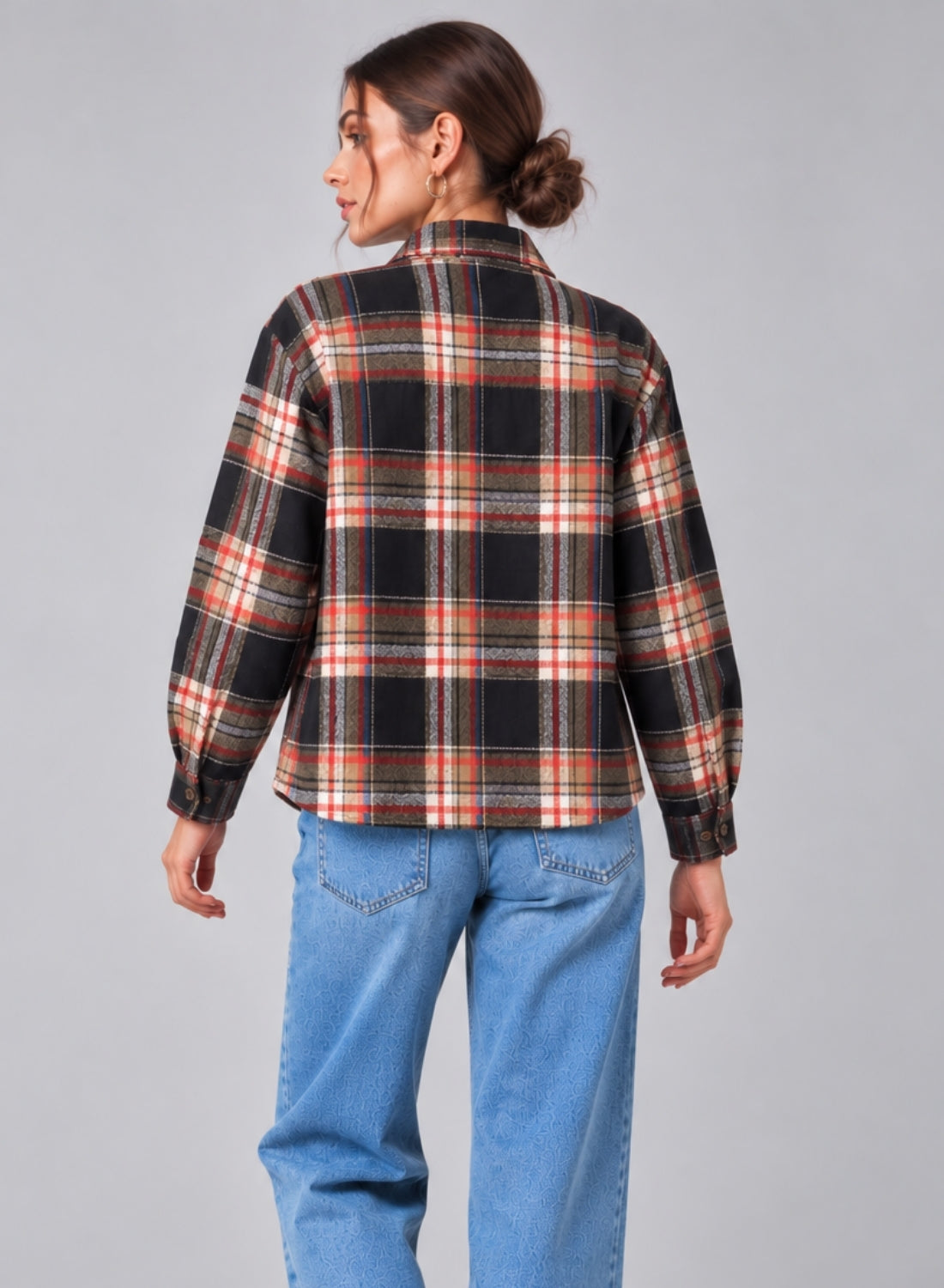 Green Checkered Women Flannel Shirt