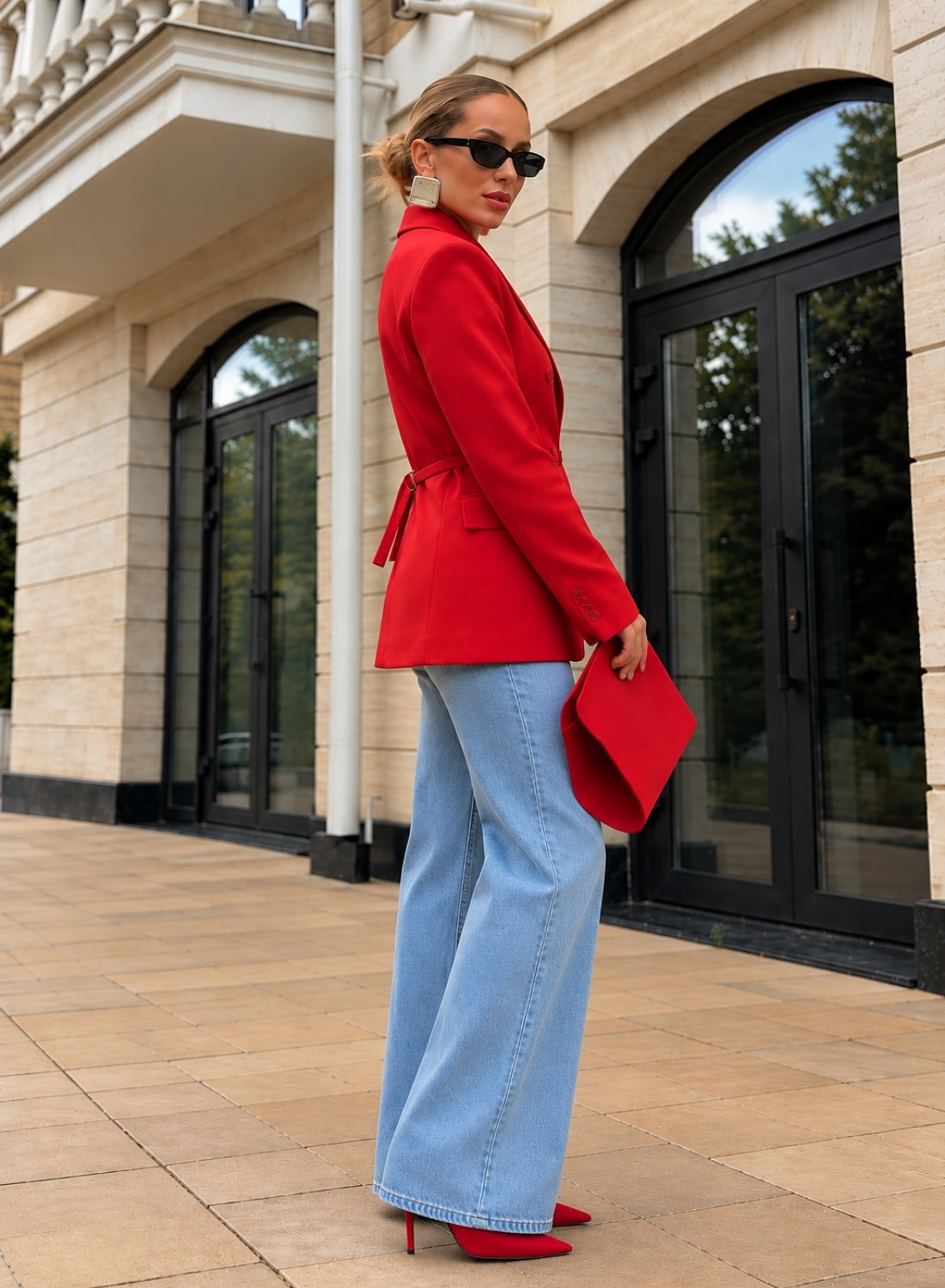 Red Double Breasted Blazer