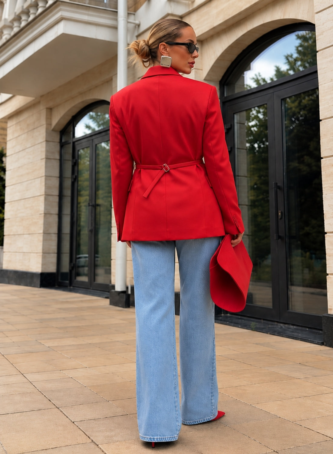Red Double Breasted Blazer