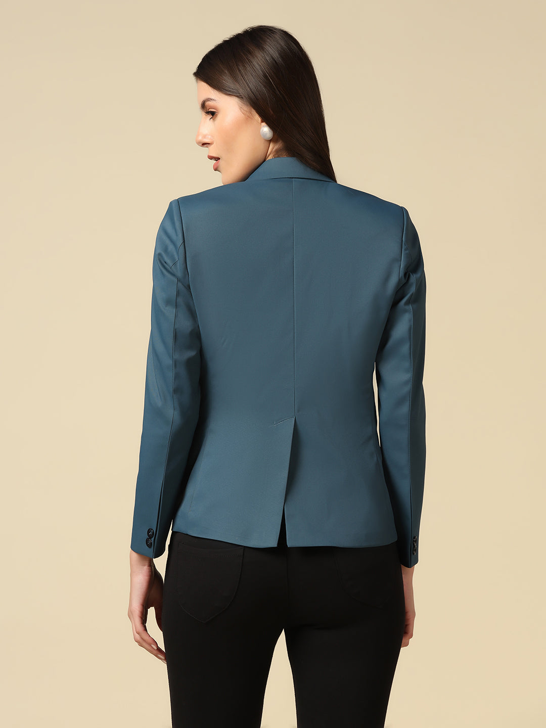 Women Blue Single Breasted Blazer - Tahvo India