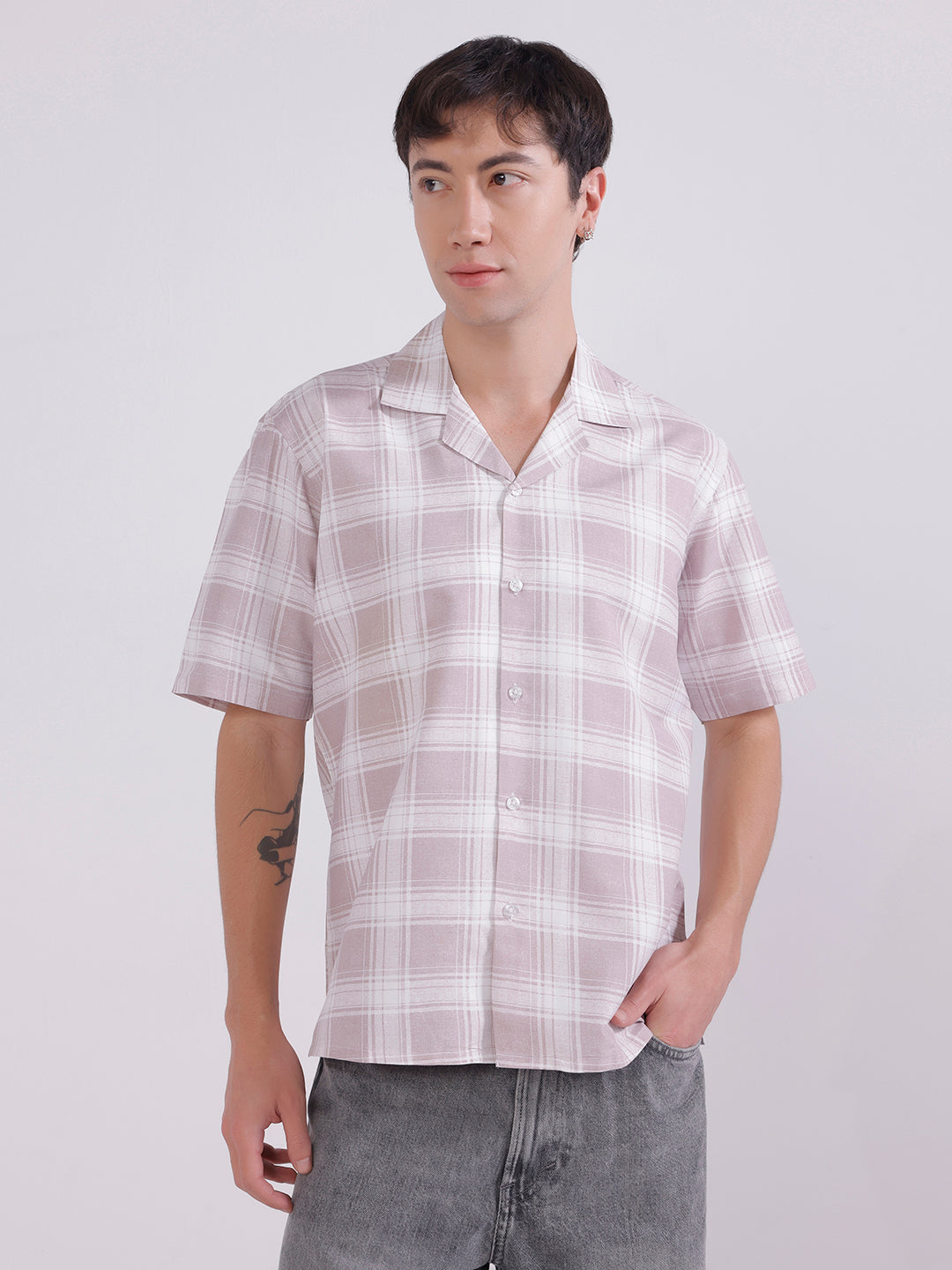 Regular fit casual check shirt