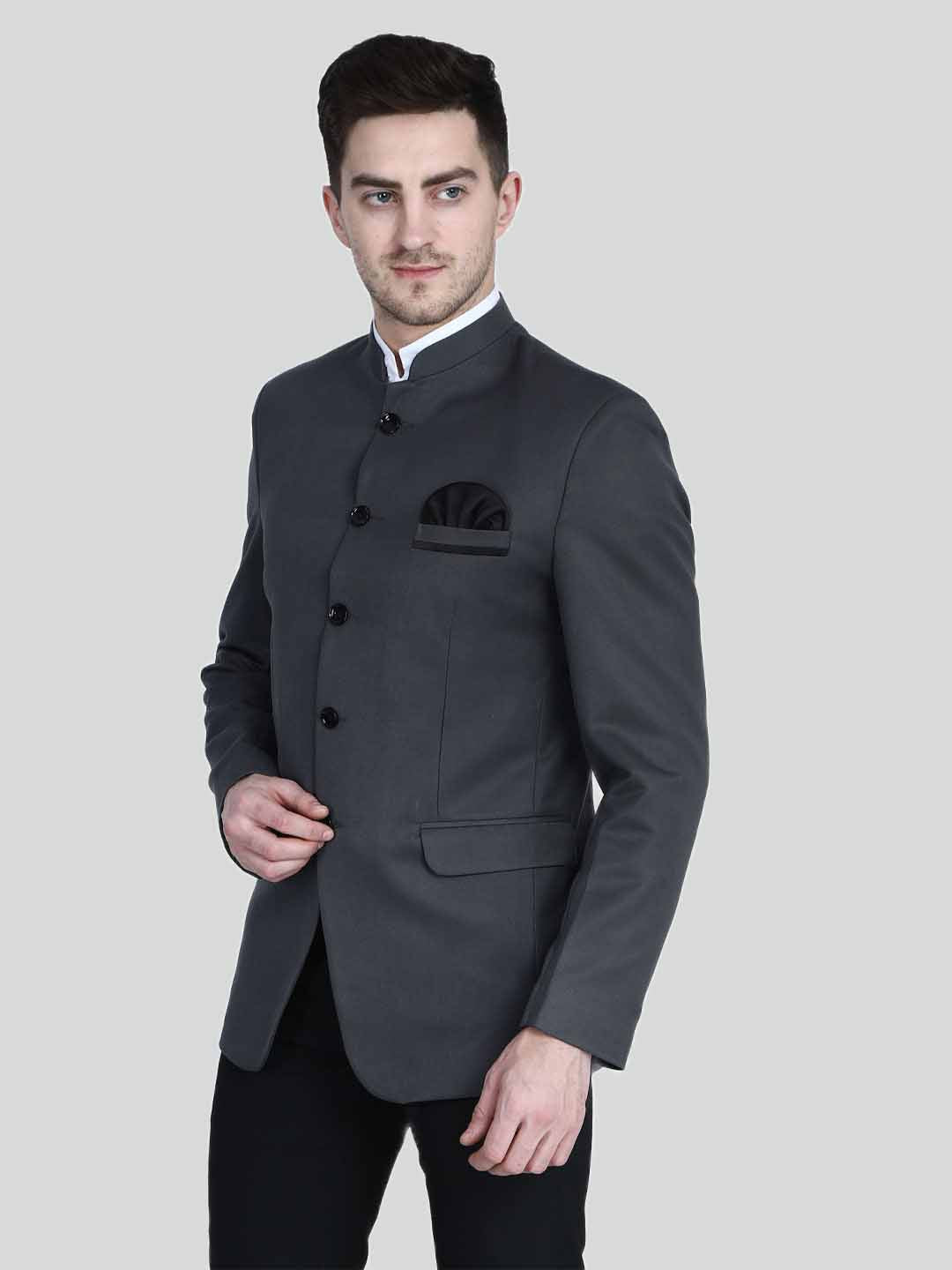 Men Grey Bandgala Suit - Tahvo India