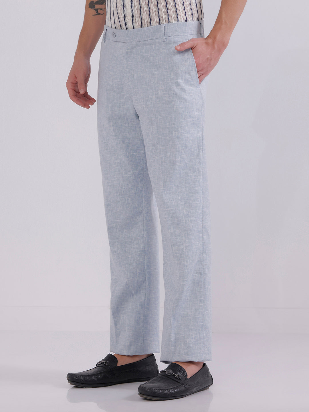Men Blue linen trousers