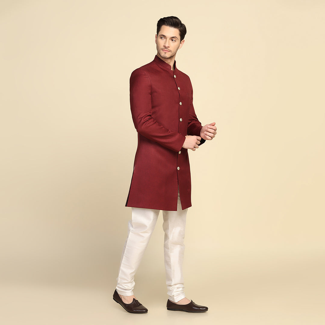 Men Maroon Sherwani