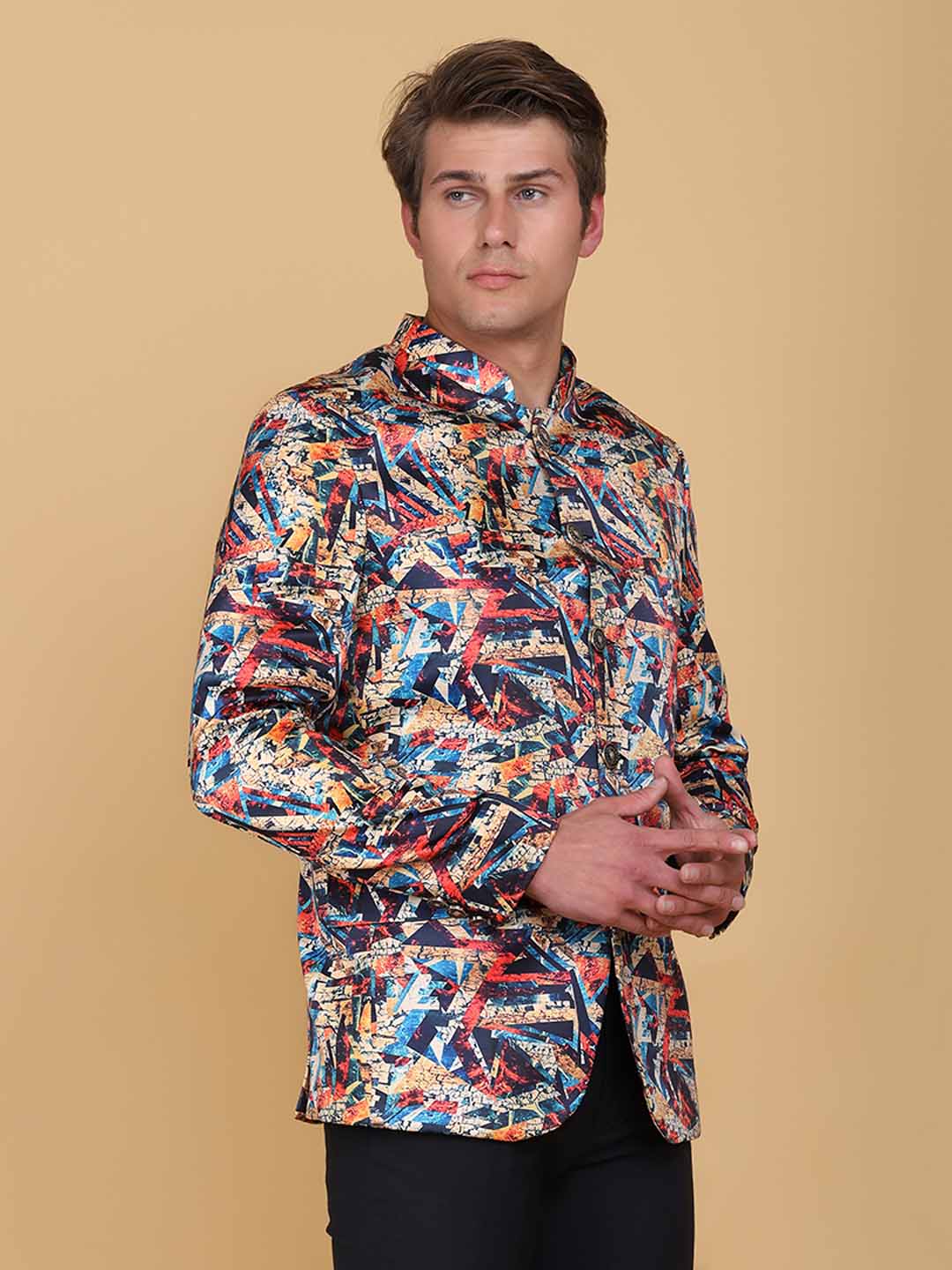 Men Printed Bandgala Blazers