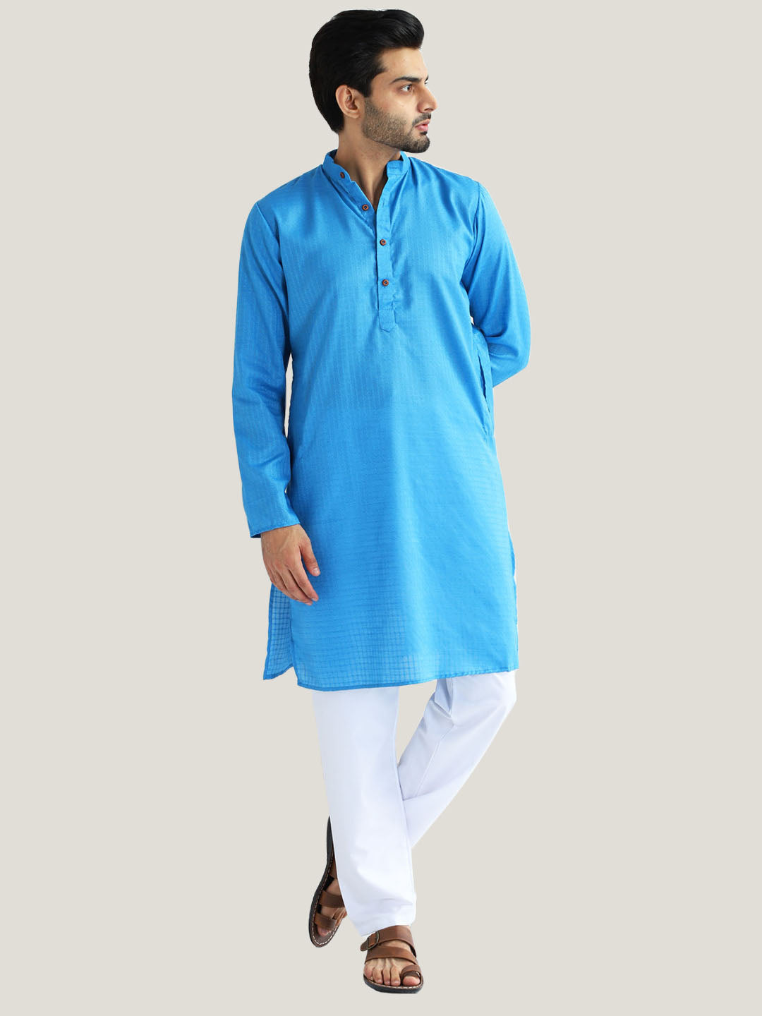 Men Blue Casual Kurta Set - Tahvo India