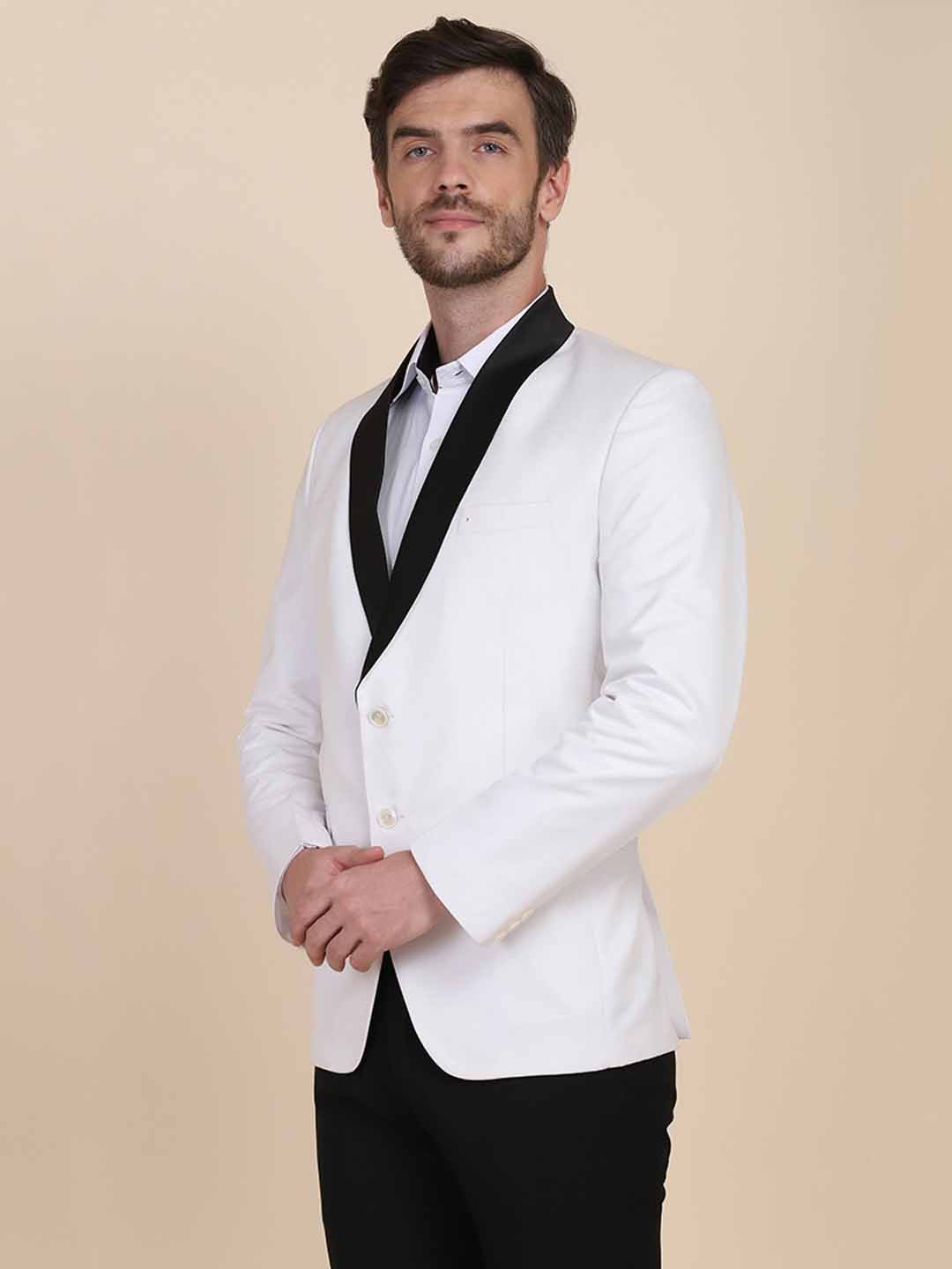 Men White Tuxedo Suit Set - Tahvo India