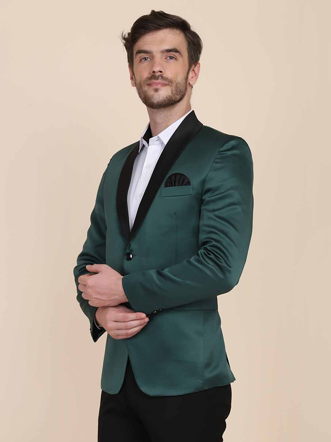 Men Green Tuxedo Suit Set - Tahvo India