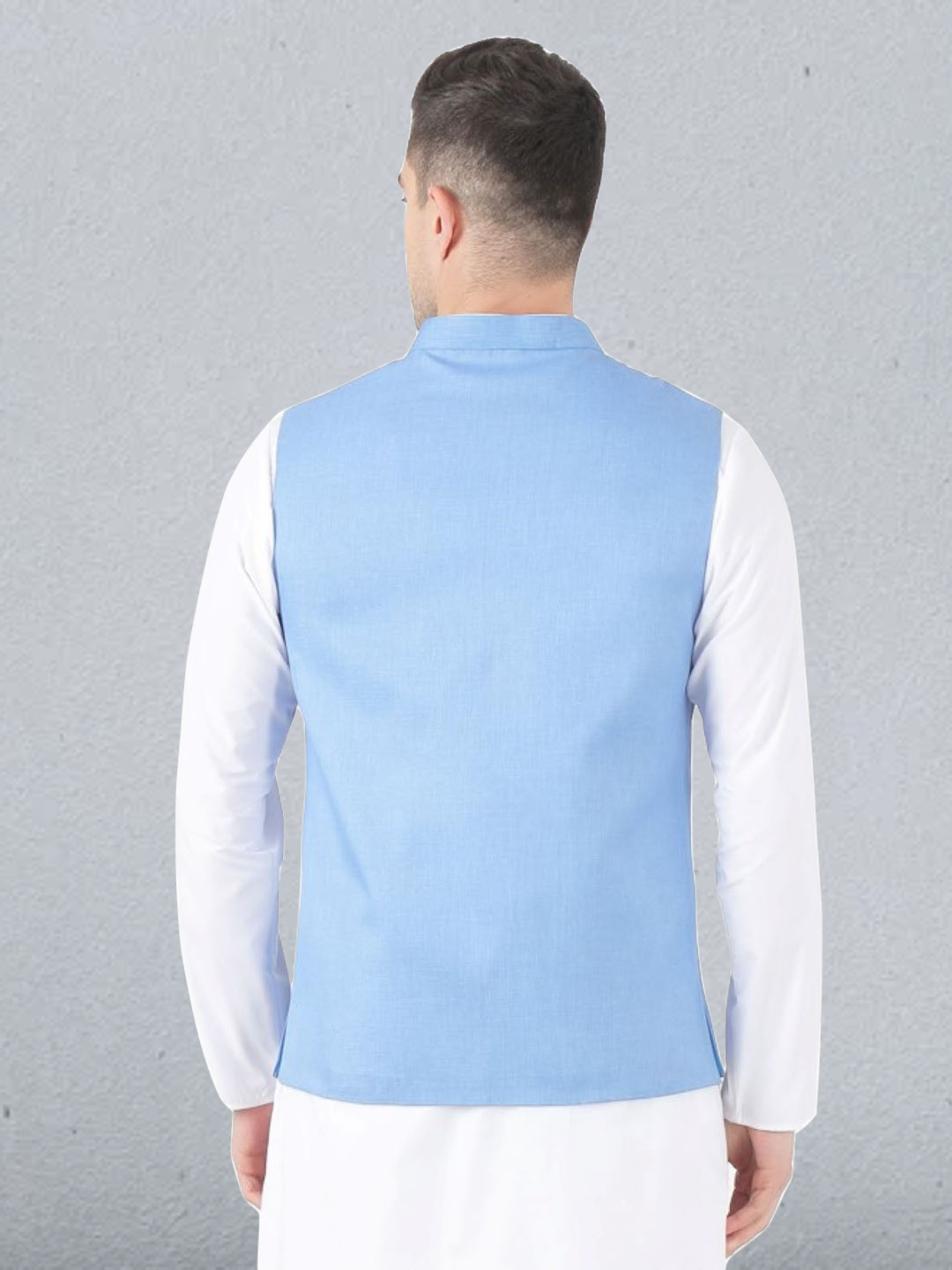 Men Blue Solid Nehru Jacket - Tahvo India