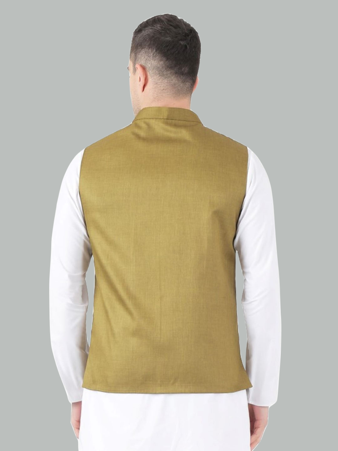 Men Mehndi Green Nehru Jacket - Tahvo India