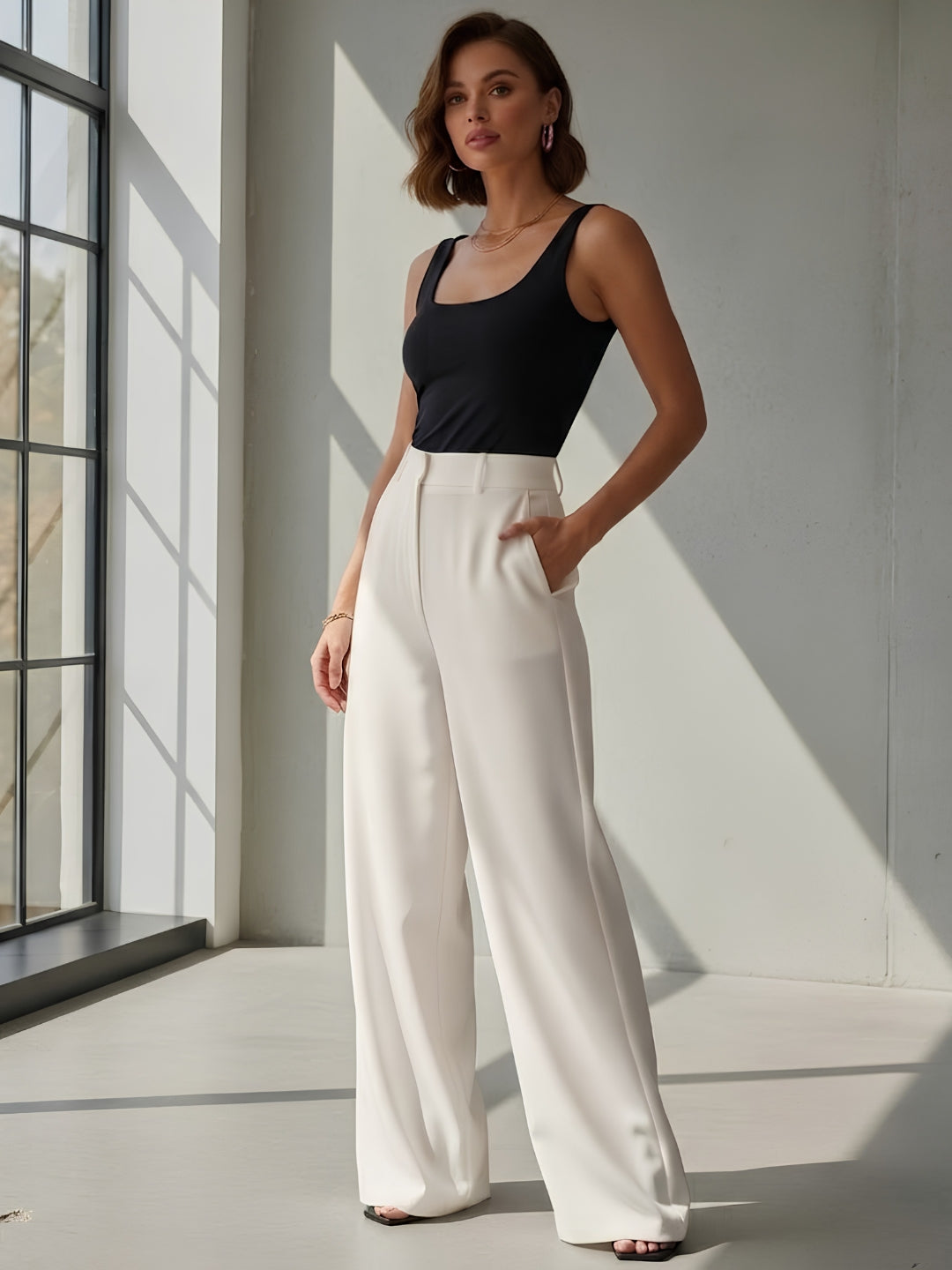 Women off-white trousers