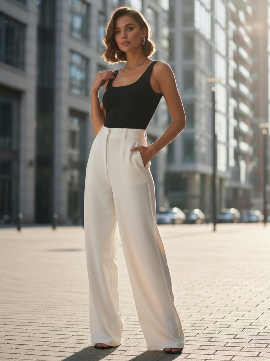 Women off-white trousers
