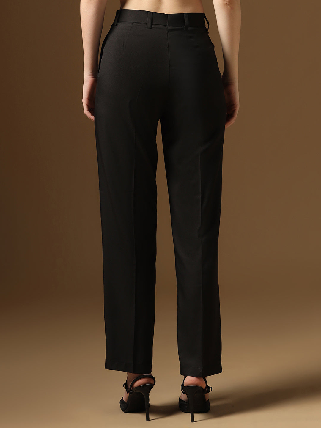 Black Straight Fit Trousers - Tahvo India