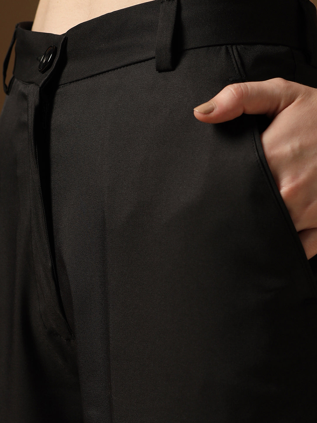 Black Straight Fit Trousers - Tahvo India