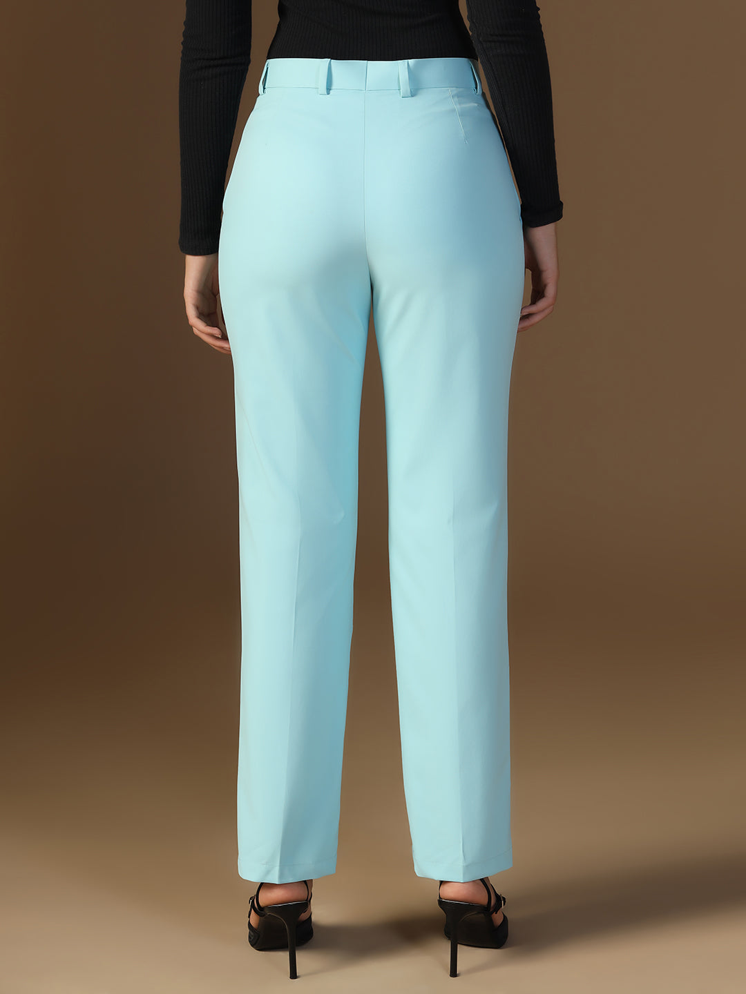 Women Ice Blue Elasticated Trouser - Tahvo India