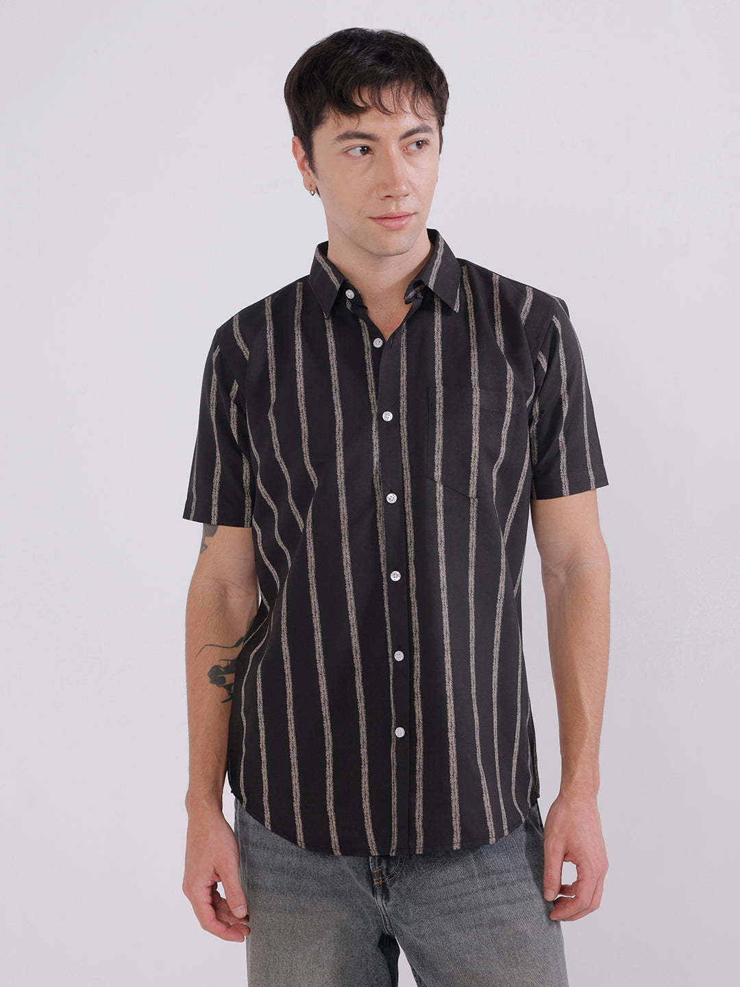 Mens coffee brown regular fit shirt
