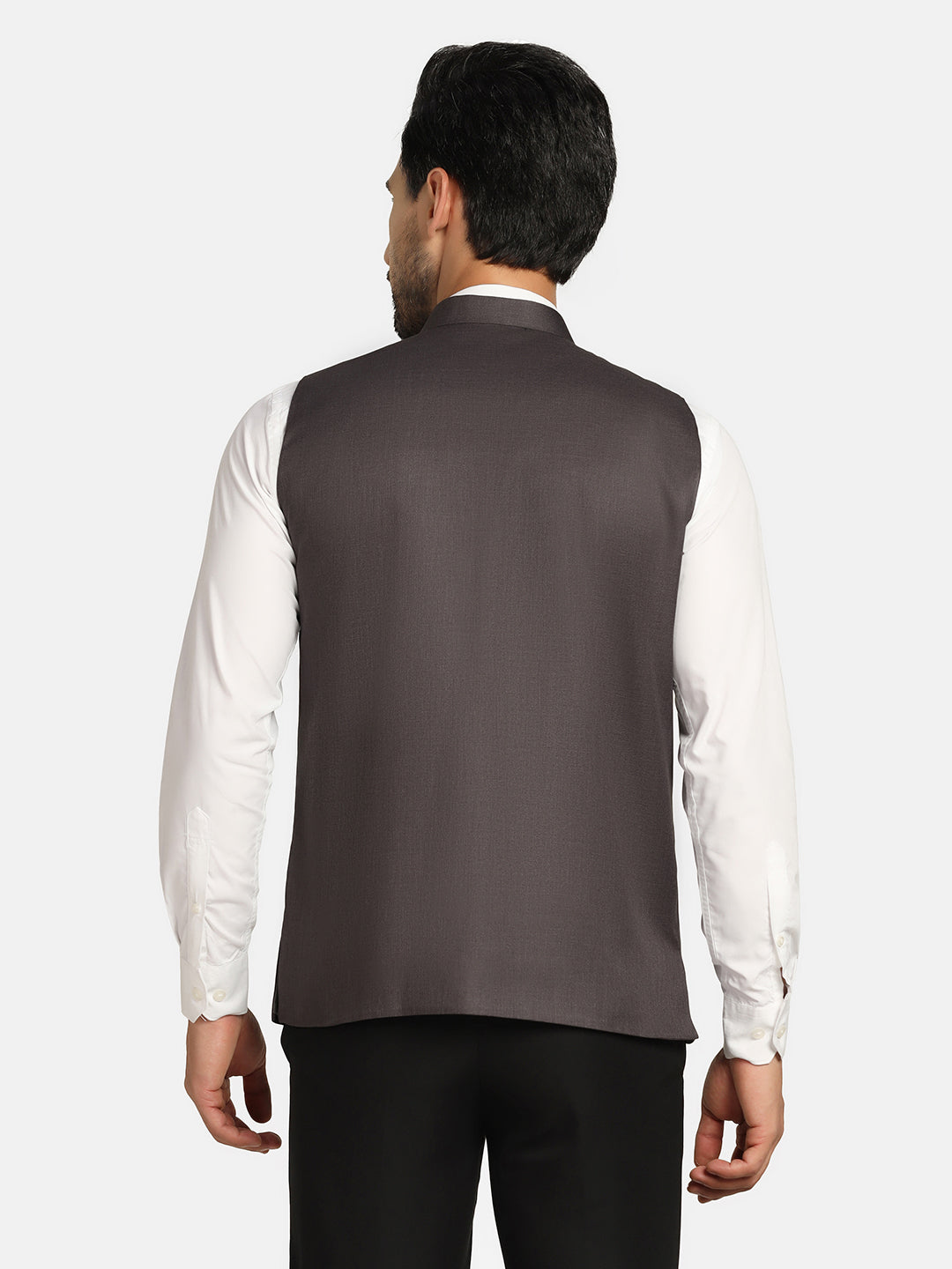 Men Grey Solid Nehru Jacket - Tahvo India
